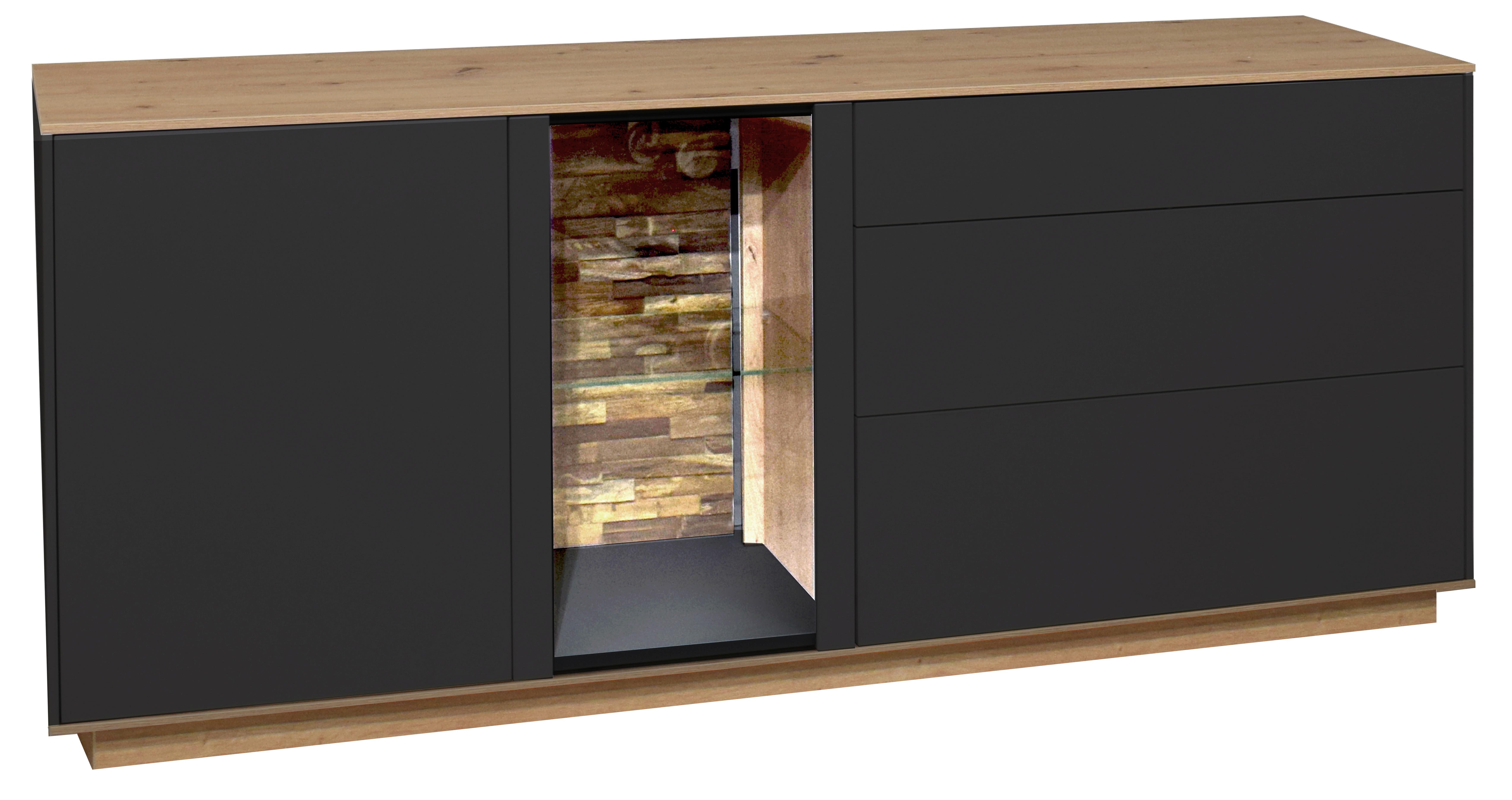 TV-Element Halvar Anthrazit/Eiche Artisan - Anthrazit/Eiche Artisan, MODERN, Glas/Holz (169/71/42cm) - Premium Living