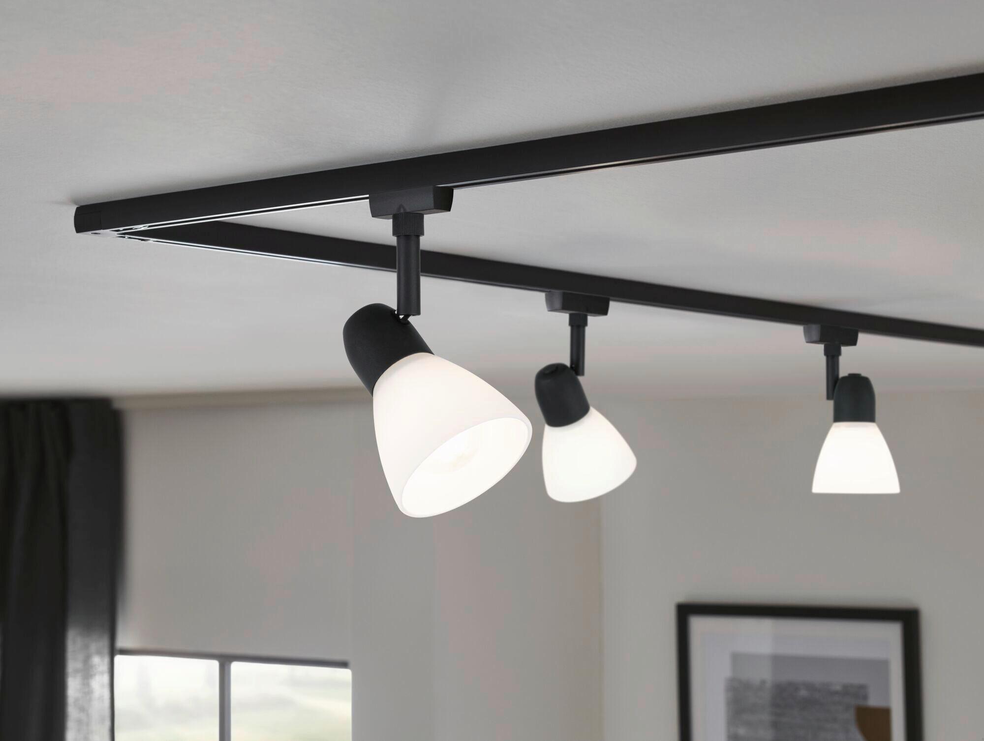 Schienensystem-Strahler Urail Caps Opal/Schwarz max. 20 Watt - Opal/Schwarz, Design, Glas/Metall (8,3/14,8cm) - Paulmann