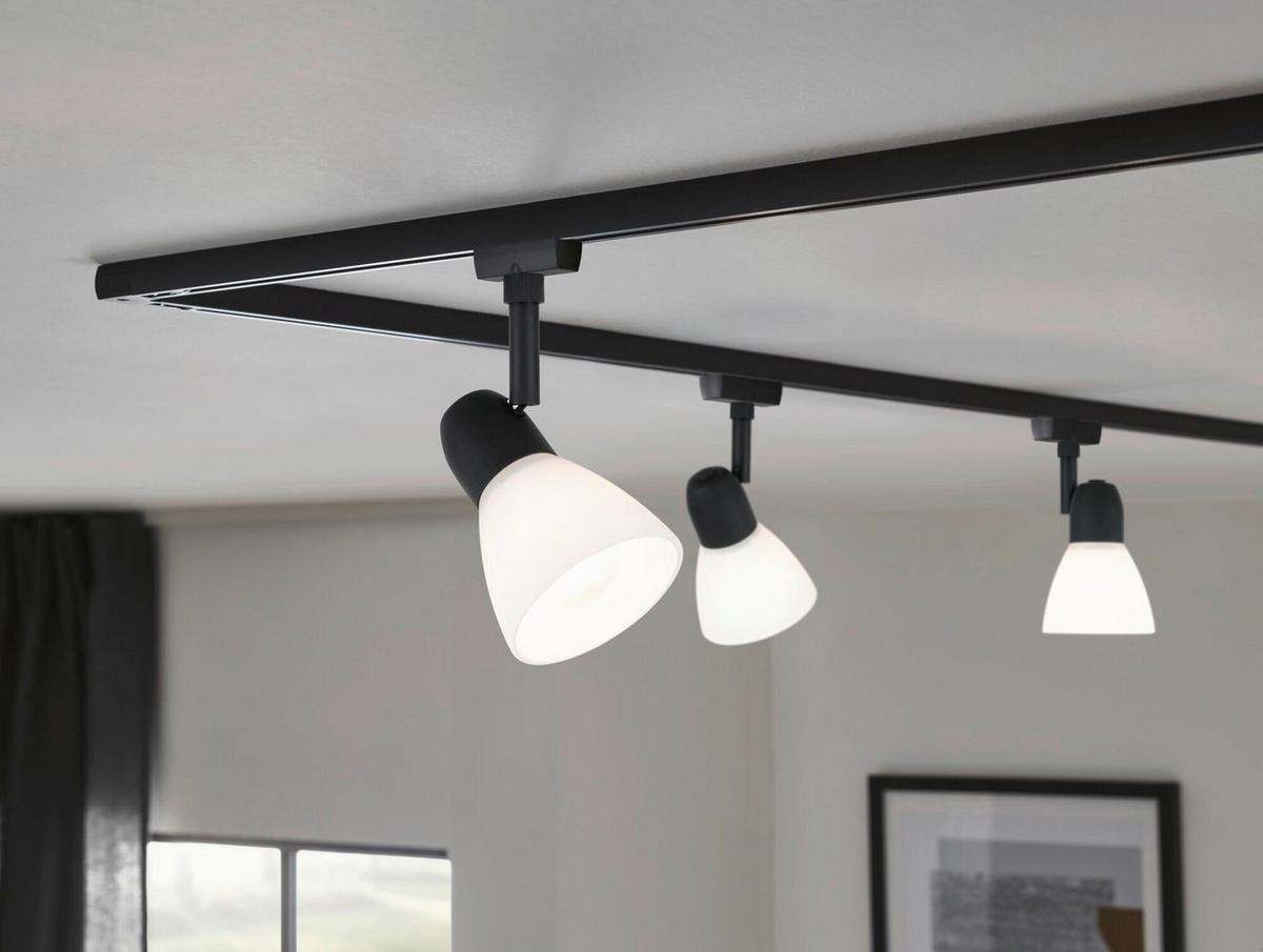 Schienensystem-Strahler Urail Caps Opal/Schwarz max. 20 Watt - Opal/Schwarz, Design, Glas/Metall (8,3/14,8cm) - Paulmann