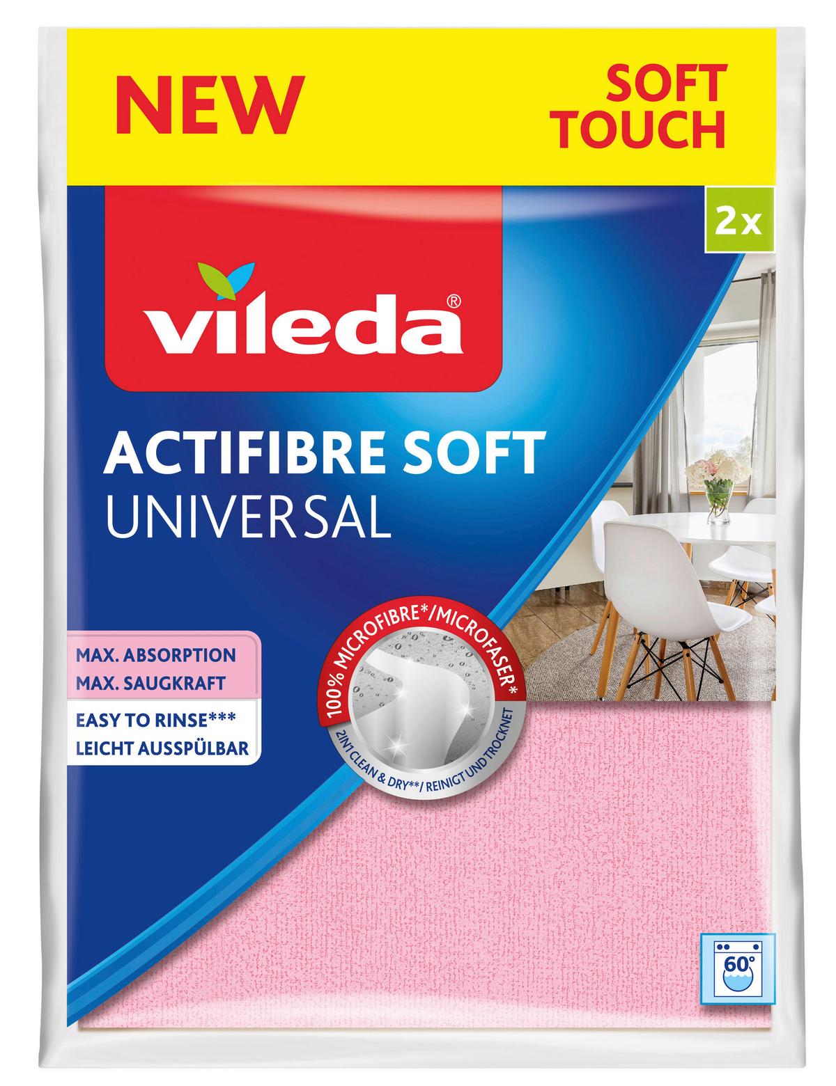 Allzwecktuch Vileda Actifaser Soft Rosa - Rosa, Basics, Textil (27/32/0,1cm) - Vileda
