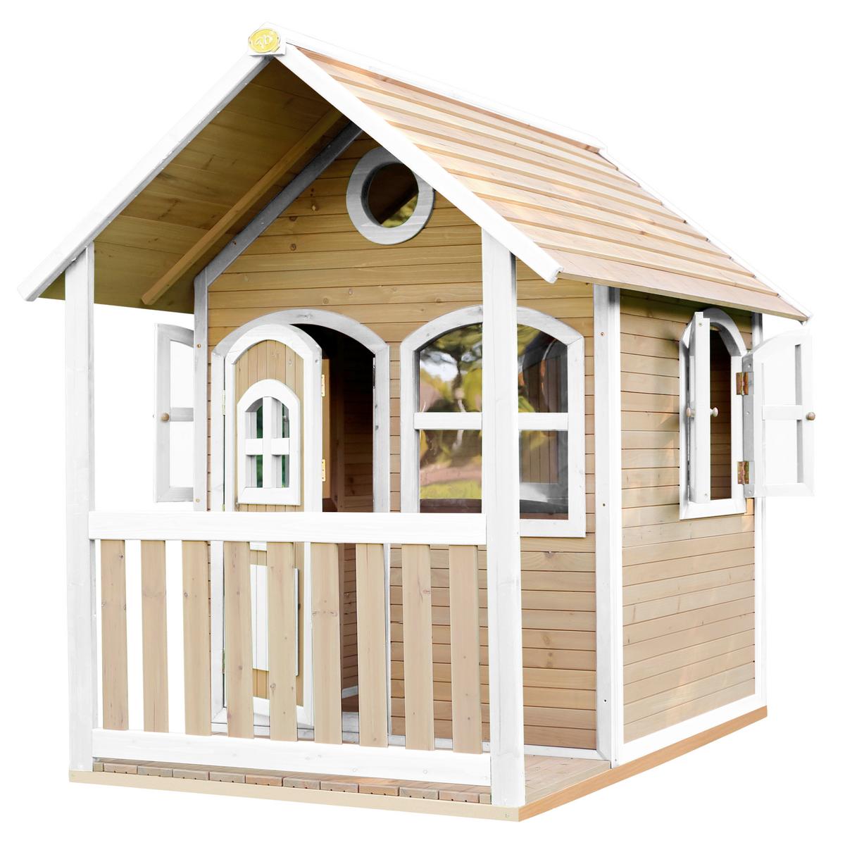 Spielhaus Alex aus Zedernholz - Braun/Weiß, Basics, Holz (137/178/191cm) - Ambia Garden