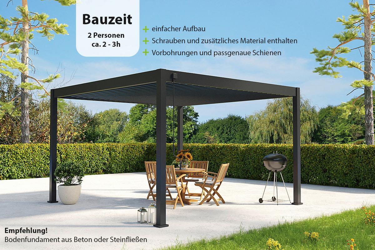 PERGOLA DELUXE PLUS 4X4M ANTHRAZIT - Anthrazit, Basics, Metall (400/255/400cm) - Gardenson