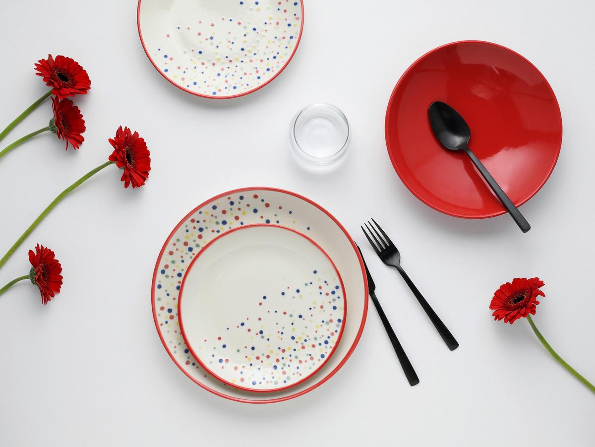 Jedilni Servis Joy Red, 12-Delni - rdeča/krem barve, Basics, keramika - Creatable