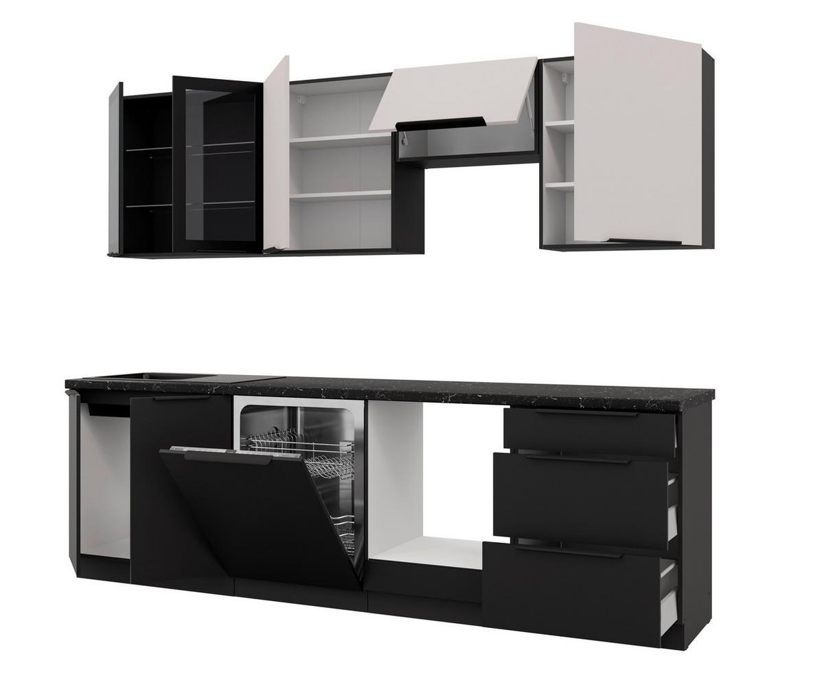 Blok Kuhinja Siena/arona - kašmir/crna, Moderno, staklo/drvni materijal (260/210/60cm) - Modern Living