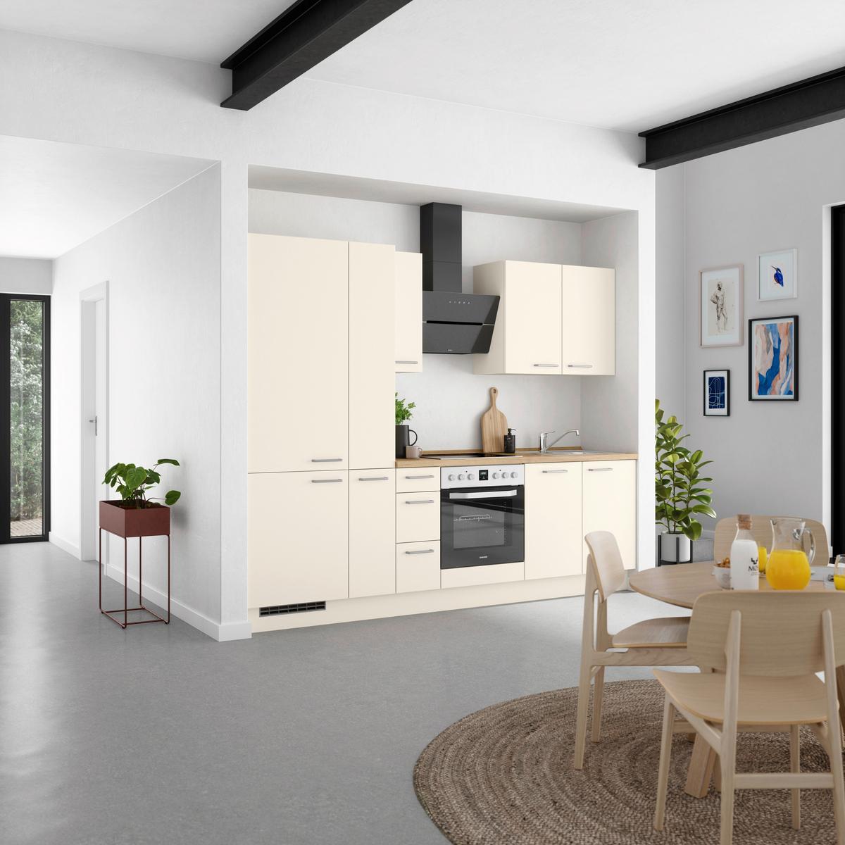 Küchenblock Touch High m. Geräten Magnolie - Edelstahlfarben/Eichefarben, MODERN, Holzwerkstoff/Metall (270cm) - Nobilia