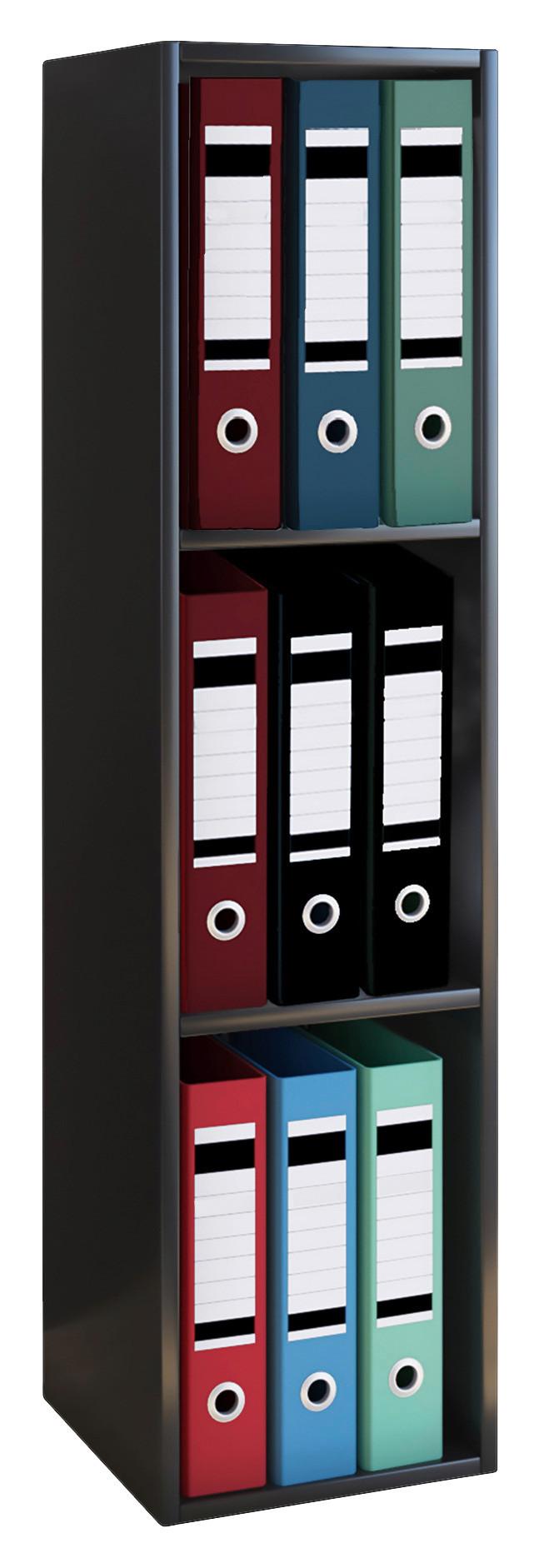 Aktenregal Offas Schwarz, 3-fach - Schwarz, Design, Holzwerkstoff (34/115/29cm) - MID.YOU