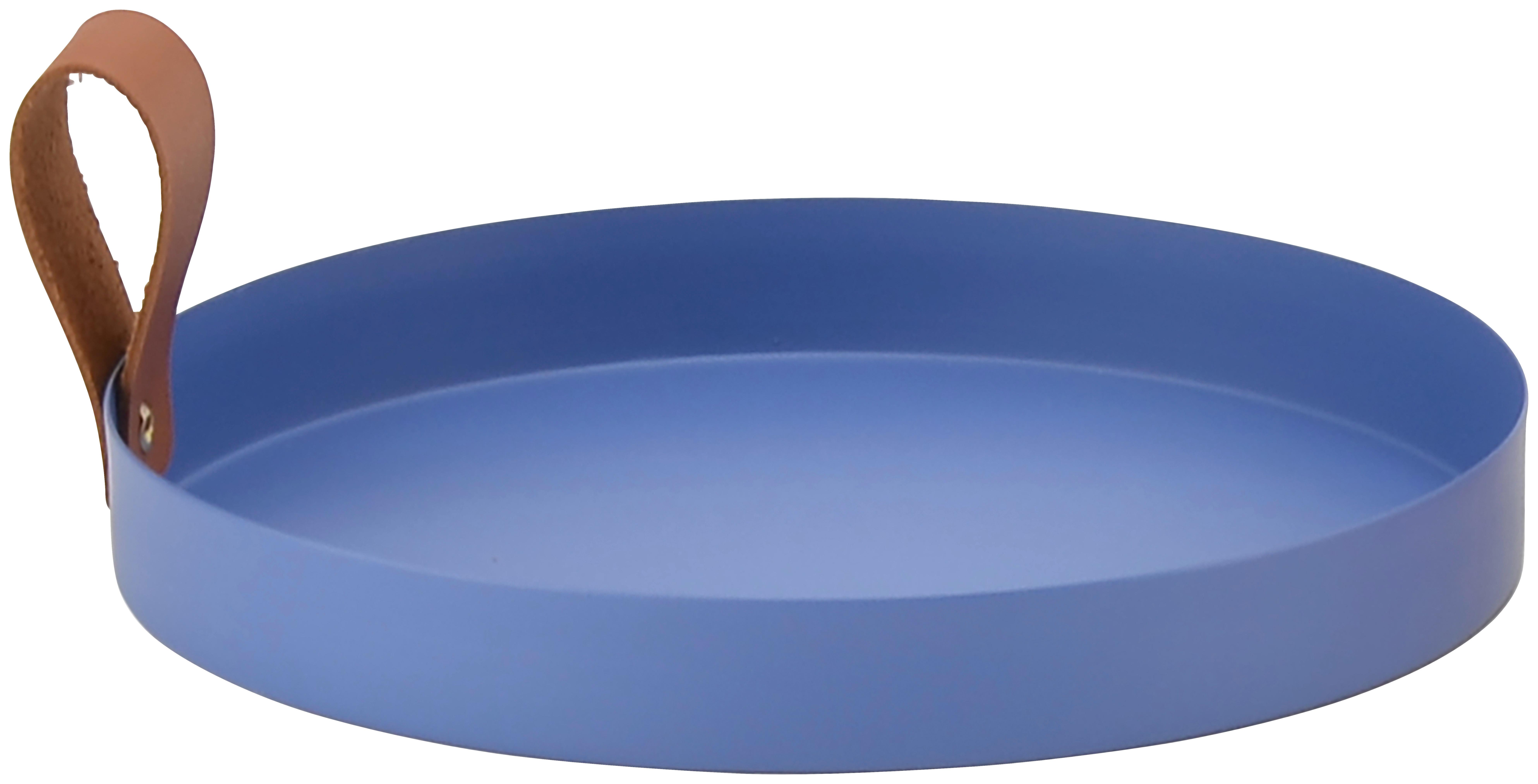 Dekoteller Daisy Blau ⌀ 20cm - Blau, MODERN, Leder/Metall (20/2,5cm) - Modern Living