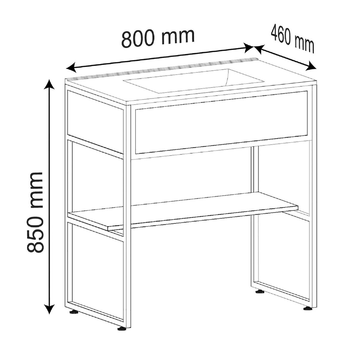 Kombiniran Umivalnik Bitila 80, Bela, Barva Hrasta - bela/medeni hrast, Moderno, kovina/leseni material (80cm) - MID.YOU