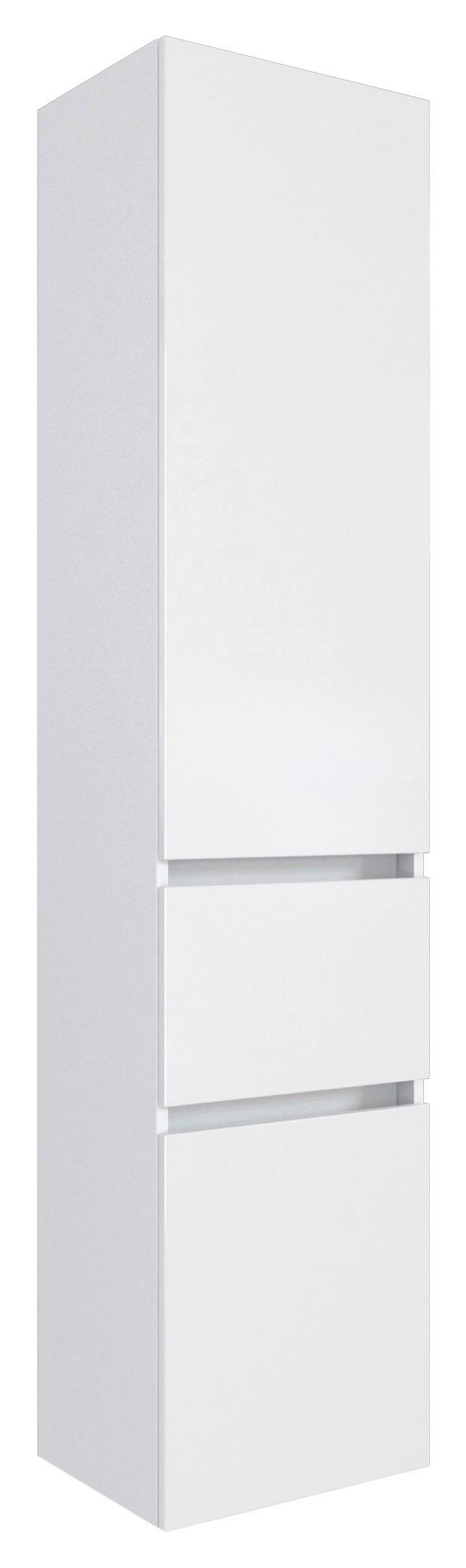 Hochschrank in Weiss 'Pienza' - Silberfarben/Weiß, Basics, Holzwerkstoff/Kunststoff (40/185/35cm) - Held