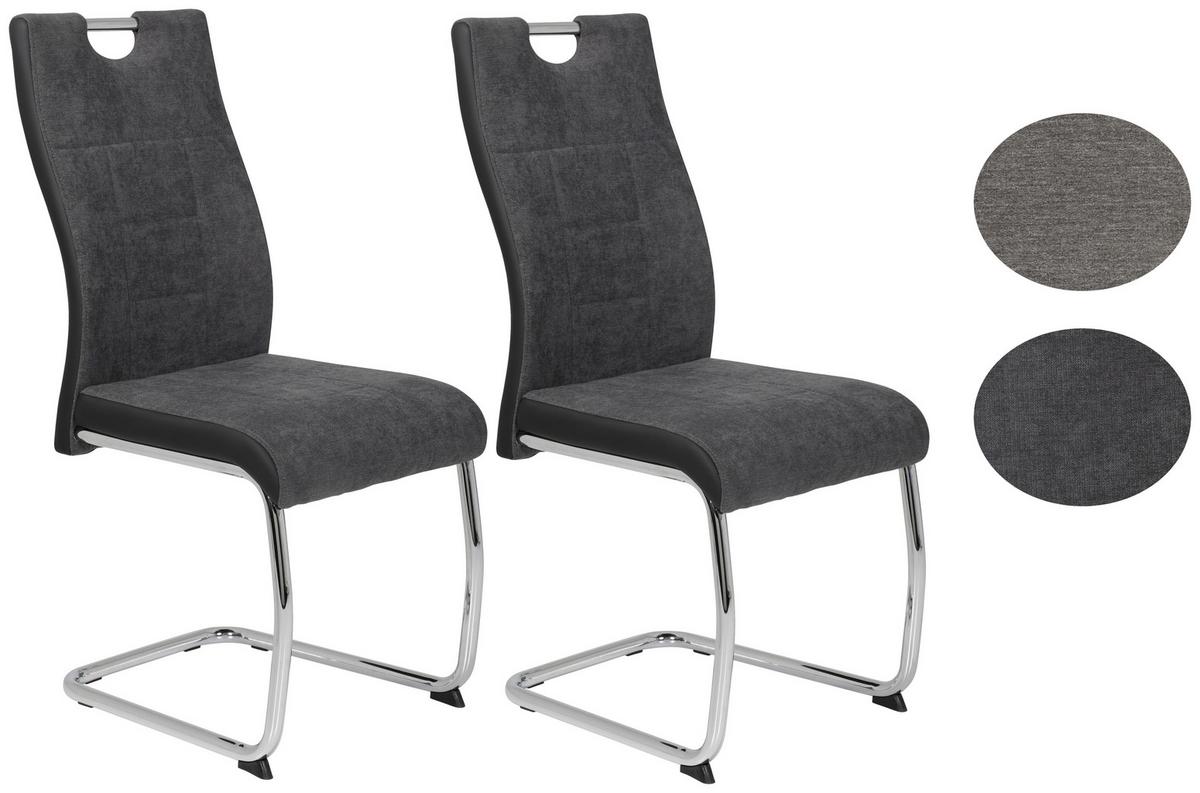 Schwingstuhl Alina S Anthrazit 2er-Set - Chromfarben/Anthrazit, MODERN, Textil/Metall (43/98/59cm) - MID.YOU