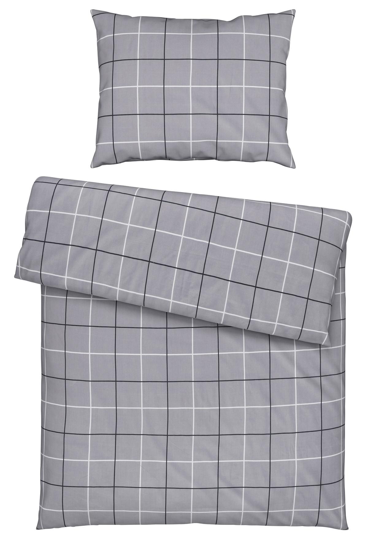 Bettwäsche Gitterkaro ca. 160x210cm - Grau, Modern, Textil (160/210cm) - Modern Living