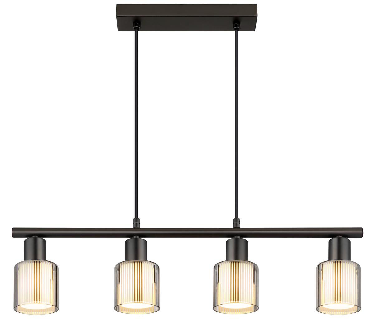 Viseća Svjetiljka Villegas - crni krom/crna, Design, staklo/metal (62/8/120cm) - Globo