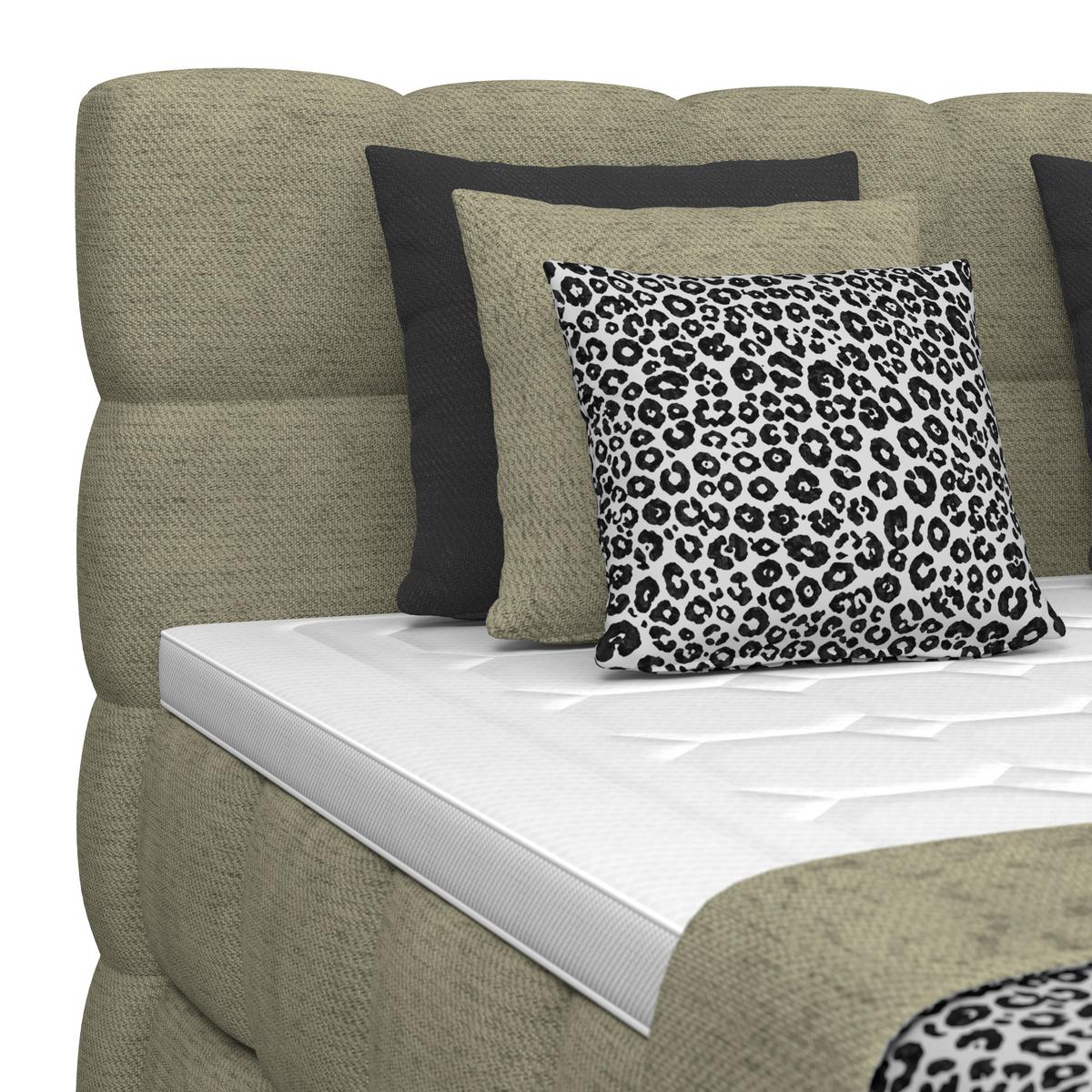 Postelja Boxspring Brisbane, Zelena, 180x200 - črna/zelena, Trend, umetna masa/tekstil (180/200cm) - Premium Living
