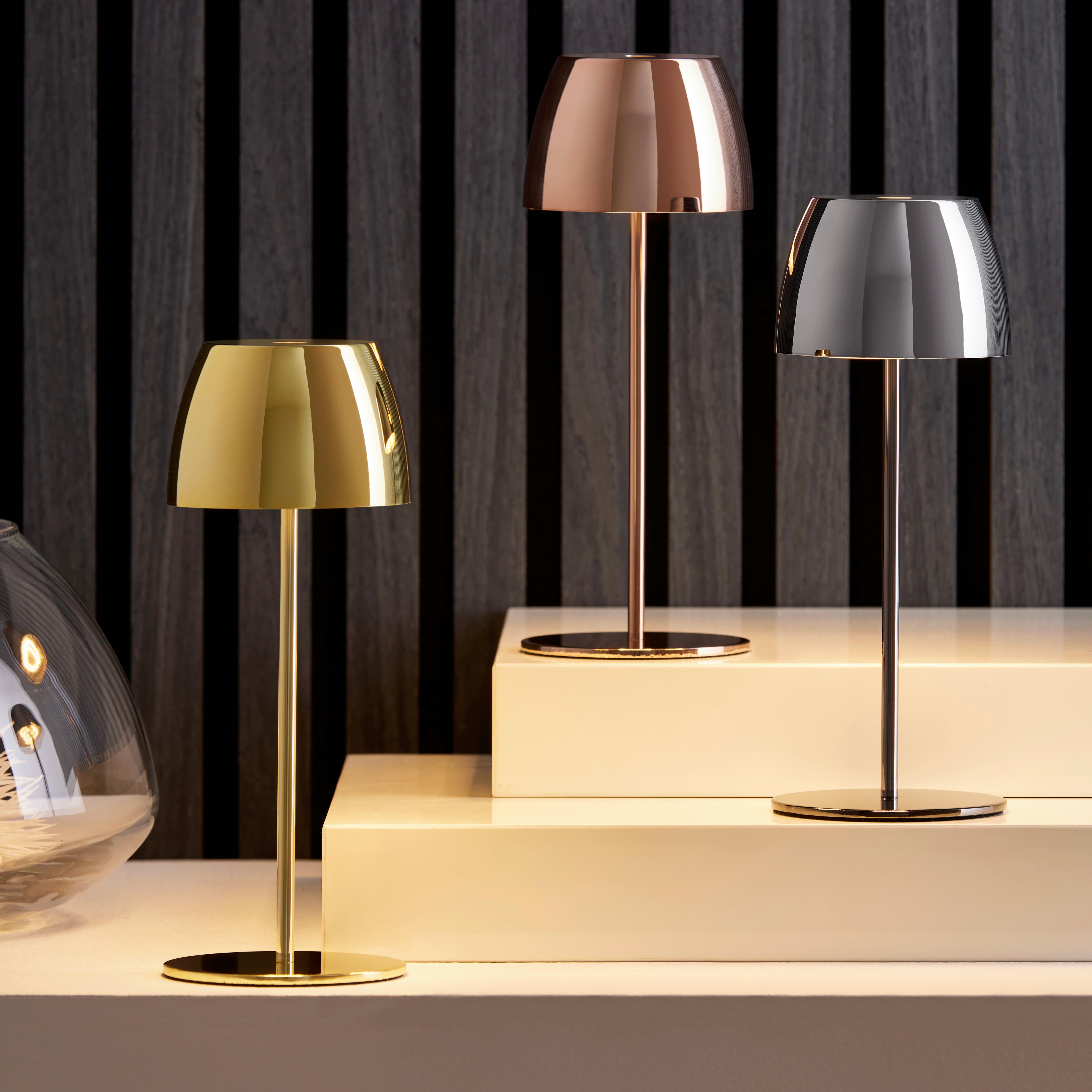 Akku-Tischleuchte Serina Mini Schwarzchrom max. 2,5 Watt - Schwarzchrom/Kupferfarben, MODERN, Kunststoff (8/20cm) - Briloner