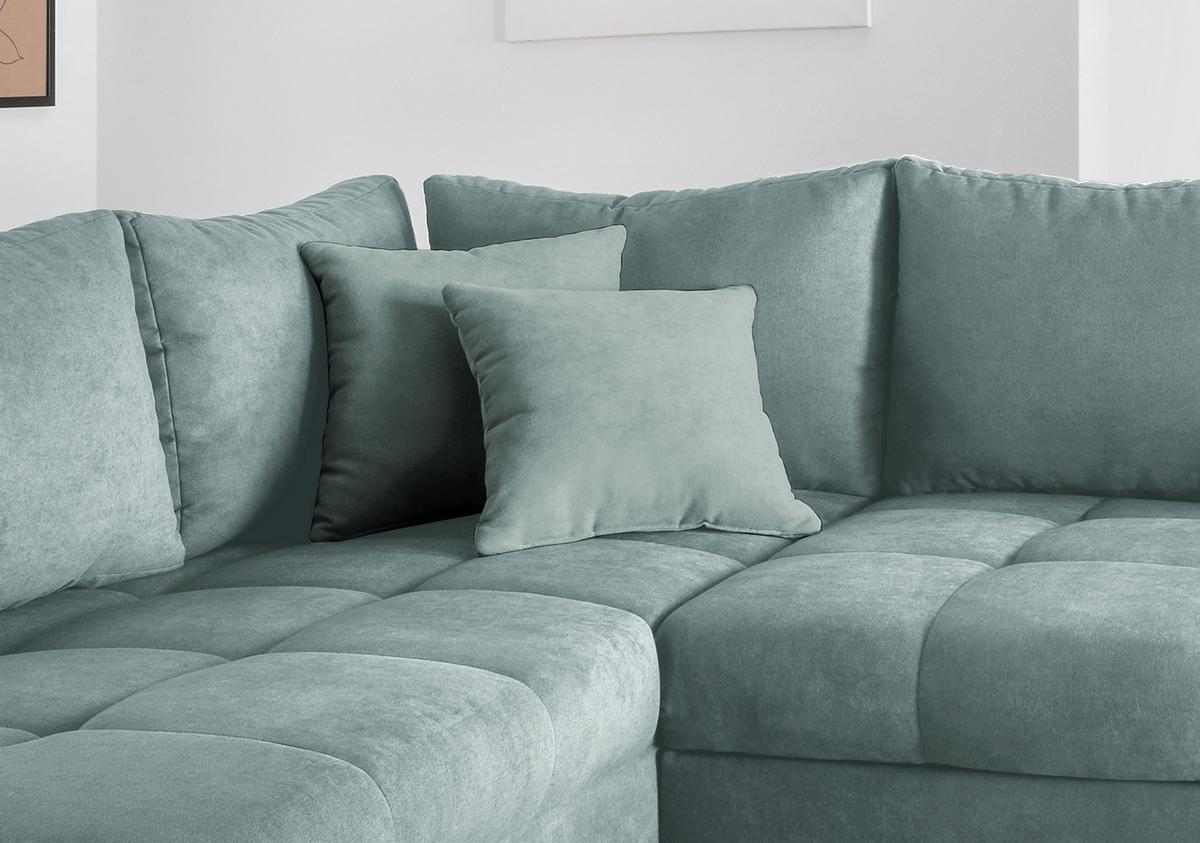 Wohnlandschaft Alvito Mintgrün Nylon/Mikrofaser - Silberfarben/Mintgrün, Design, Holz/Textil (202/298cm) - MID.YOU