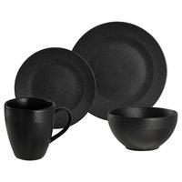 SERWIS OBIADOWO-ŚNIADANIOWY GROOVER - czarny, Lifestyle, ceramika (36.5/33.5/33.5cm) - Novel