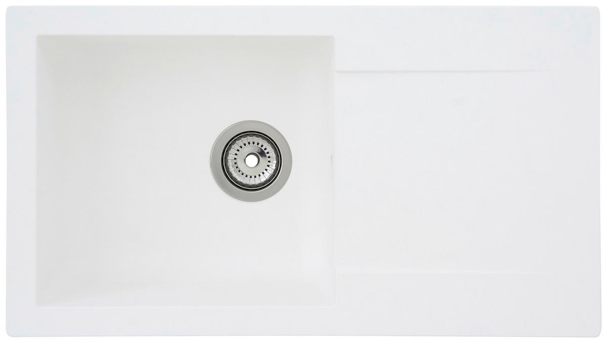 Einbauspüle Denver ca. 78x17x43,5 cm Weiß - Weiß, Trend, Glas/Kunststoff (78/17/43,5cm) - Respekta
