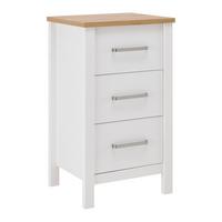 Kommode Sicilia Weiß/Eiche - Silberfarben/Weiß, ROMANTIK / LANDHAUS, Holzwerkstoff/Metall (53/92/45cm) - Mömax