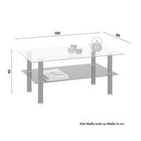 Couchtisch aus Glas ca. 100x45x60cm - Klar/Schwarz, Modern, Glas/Metall (100/60/45cm) - Based