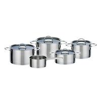 Set Posod Elegance, 5-Delni - barve nerjavečega jekla/prozorno, Basics, kovina/steklo - GSW