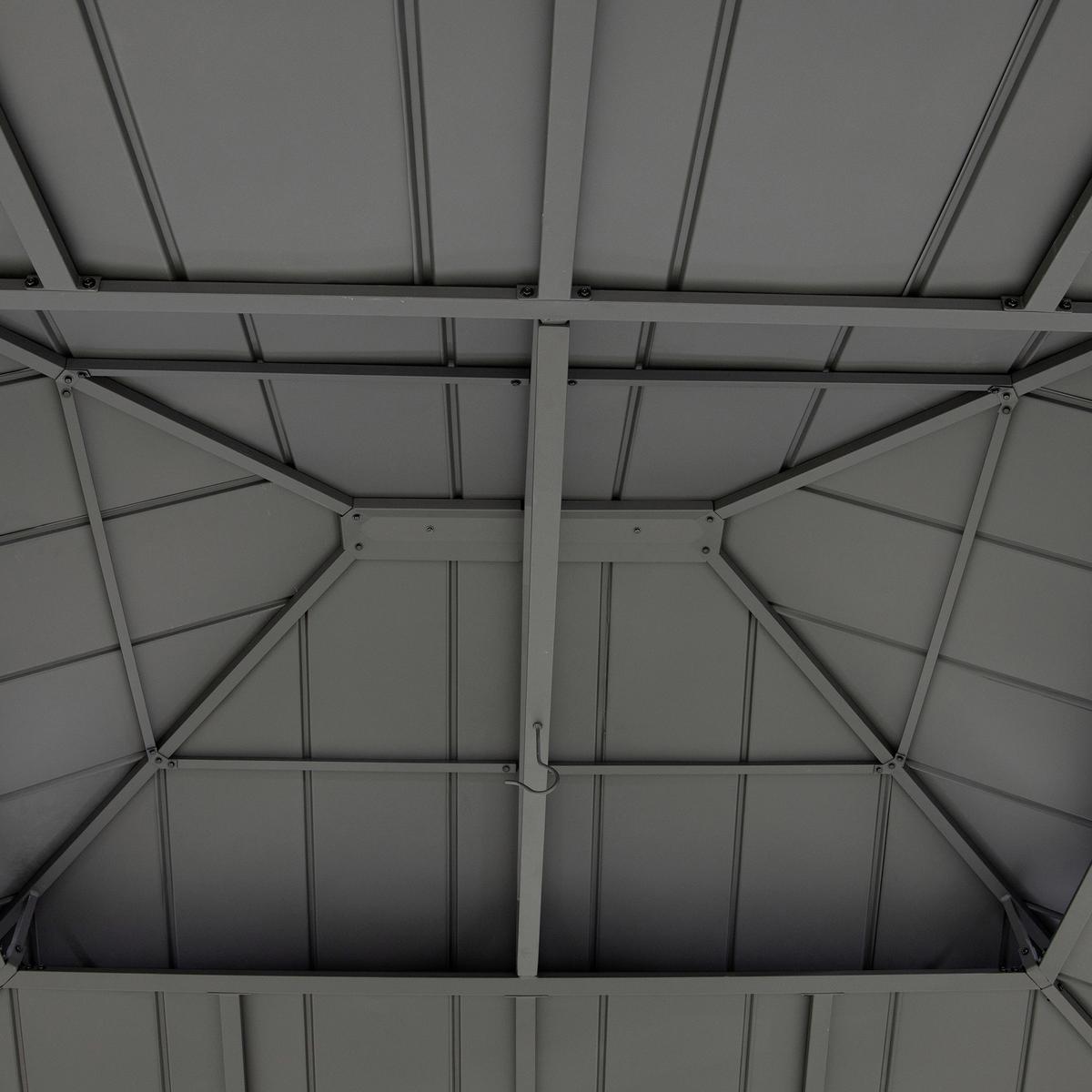 Pavillon Gazebo Anthrazit Echtholz - Anthrazit, Basics, Metall (390/320/450cm) - Modante