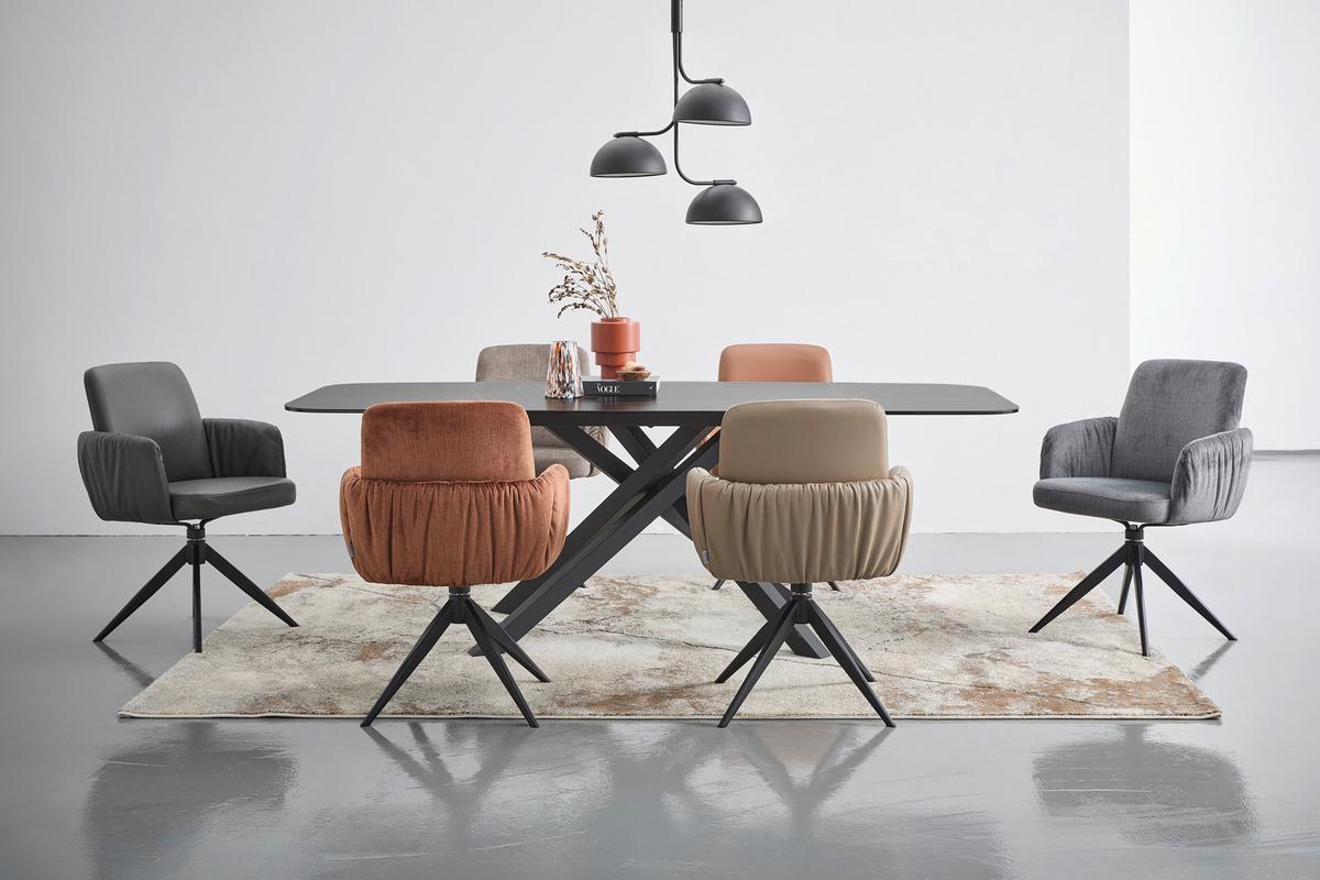 KRZESŁO Z PODŁOKIETNIKAMI ELOISE MOOVE -EXKLUSIV- - czarny/szary, Design, metal/tkanina (59/85/62cm) - Moderano