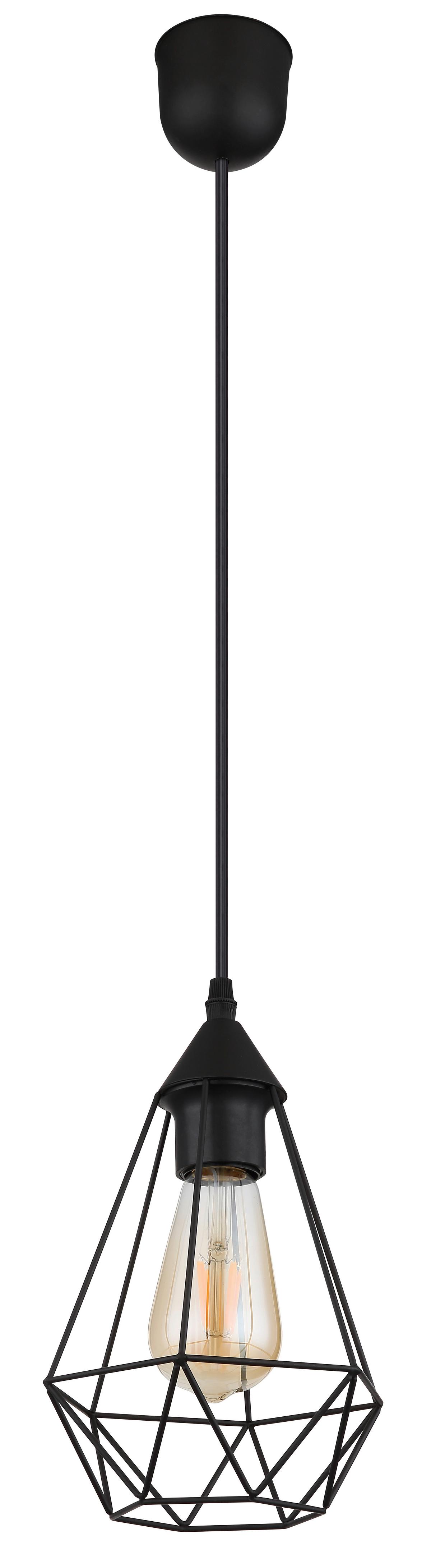 Hängeleuchte Zachary Schwarz max. 60 Watt - Schwarz, Design, Metall (17/120cm) - Globo