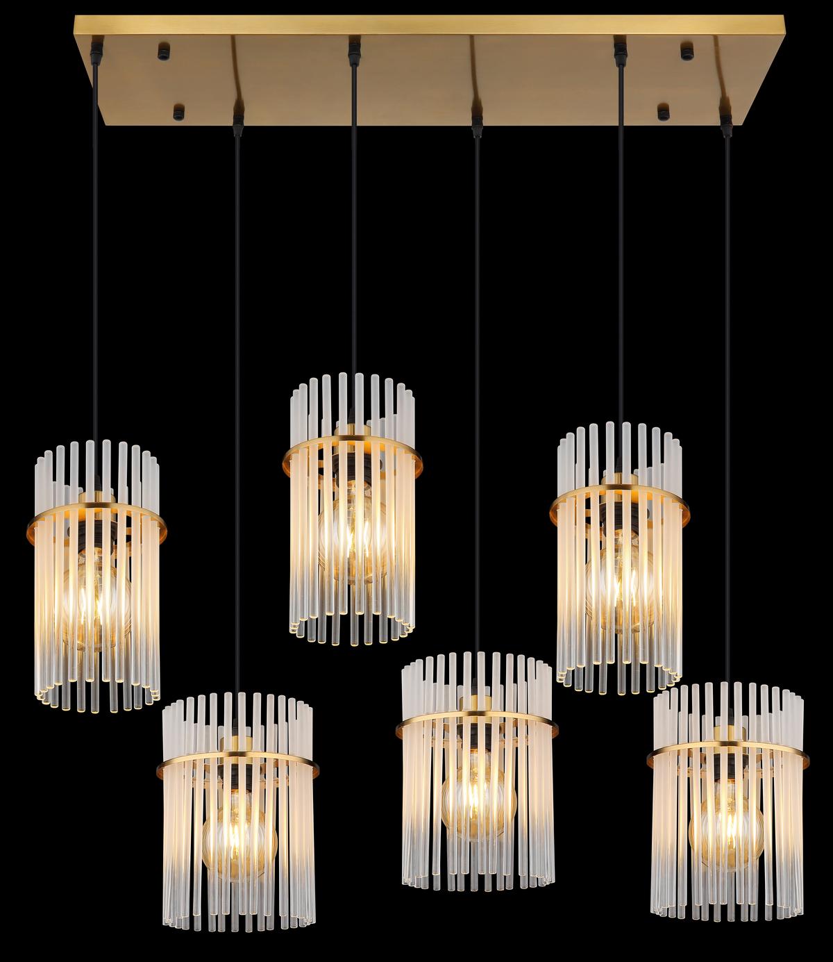 HÄNGELEUCHTE 15698-6HM GORLEY - Klar/Weiss, Trend, Glas/Kunststoff (92,5/35,5/125cm) - Globo