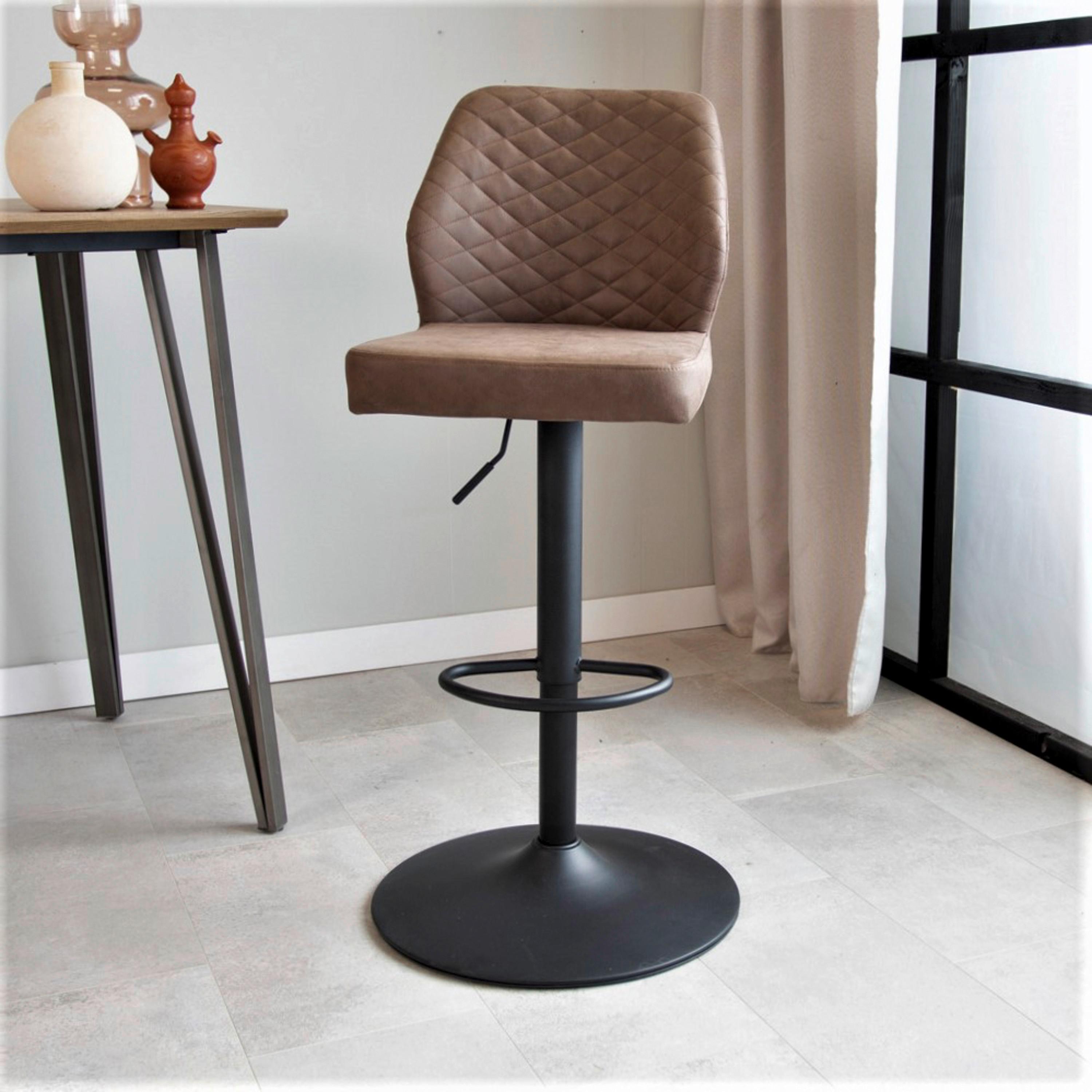 Barhocker-Set Grayson 2er-Set ca. 42x114 cm Taupe - Taupe/Schwarz, KONVENTIONELL, Textil/Metall (42/114/52cm) - MID.YOU