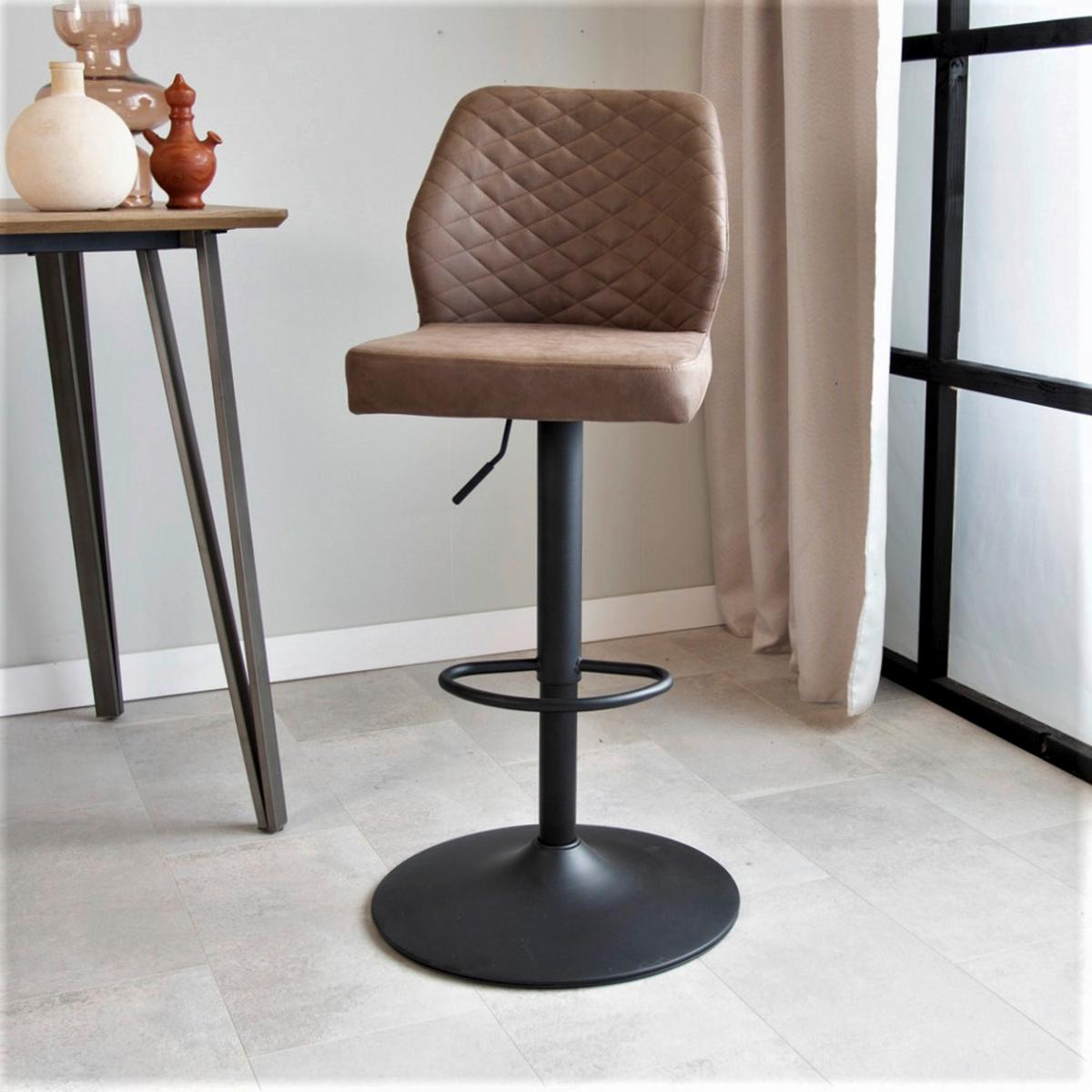 Barhocker-Set Grayson 2er-Set ca. 42x114 cm Taupe - Taupe/Schwarz, KONVENTIONELL, Textil/Metall (42/114/52cm) - MID.YOU