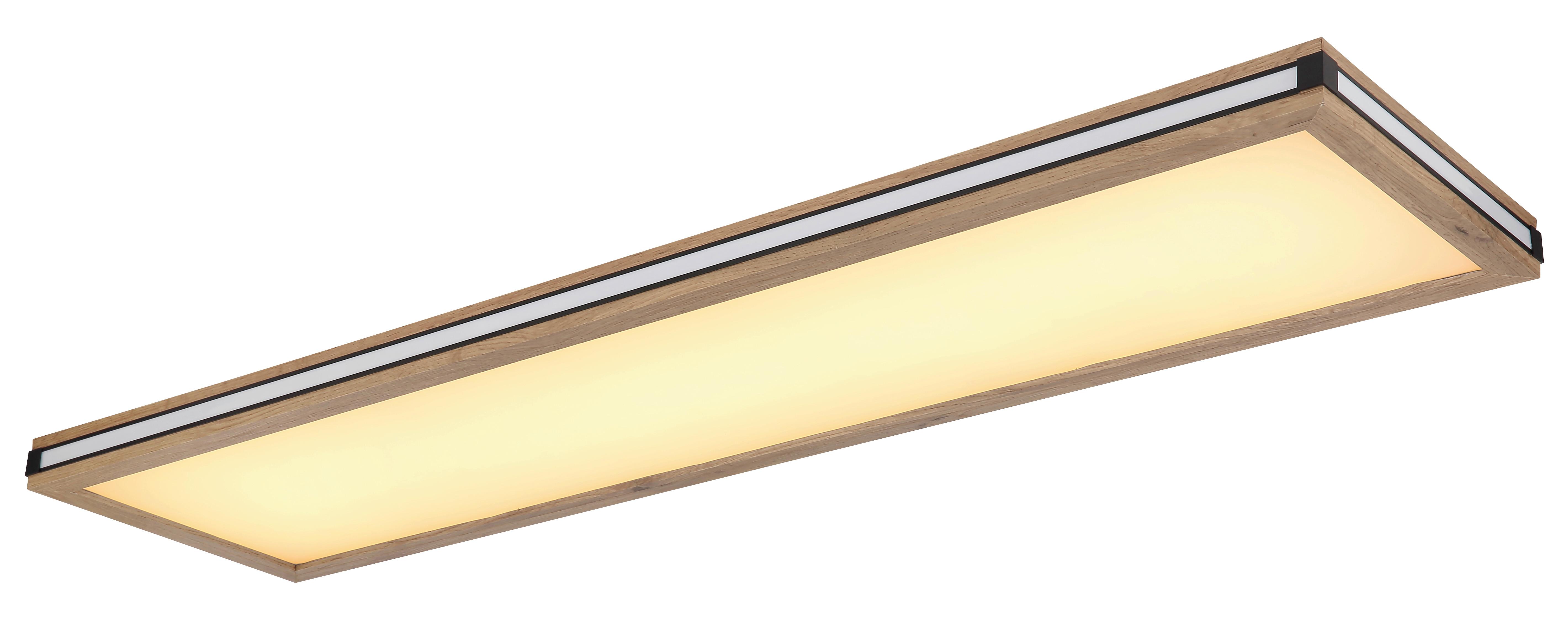 LED-Deckenleuchte Carla Weiß/Dunkelbraun max. 24 Watt - Dunkelbraun/Opal, Natur, Holzwerkstoff/Kunststoff (120/30/7,5cm) - Globo