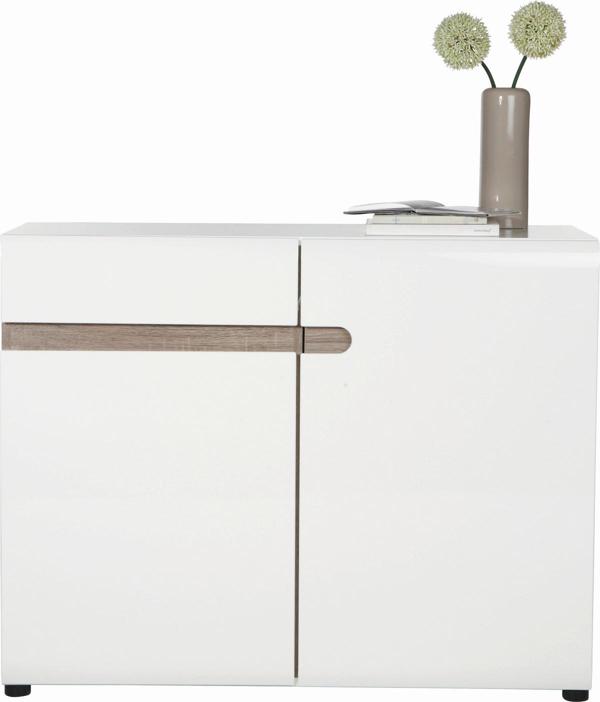 Komoda Linate, Bela, Barva Hrasta - črna/barva hrasta tartuf, Moderno, umetna masa/leseni material (109,4/86,5/41,9cm)