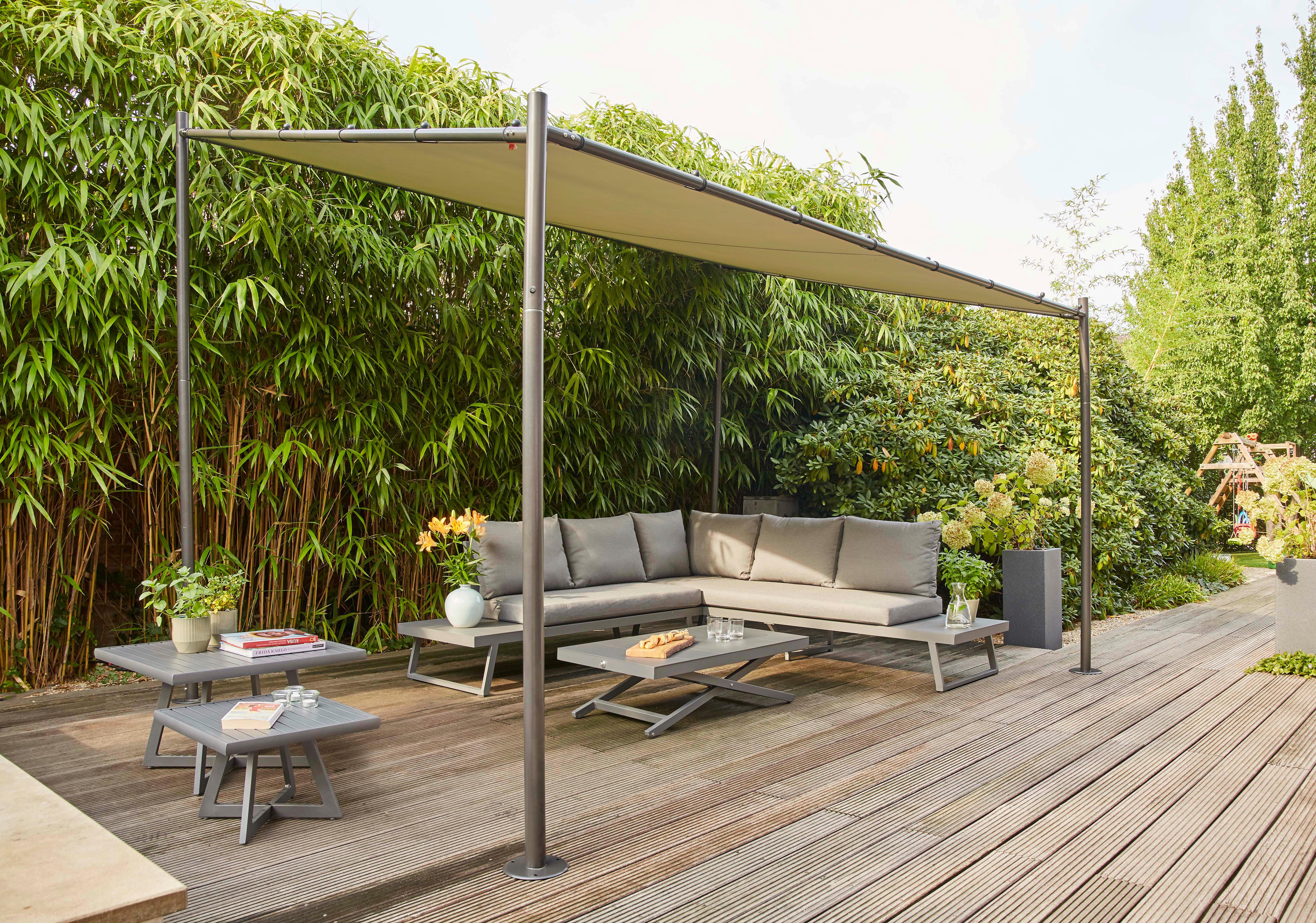 Pavillon Levino 400x300 cm rostfrei - Hellgrau, KONVENTIONELL, Textil (400/284/300cm) - Siena Garden