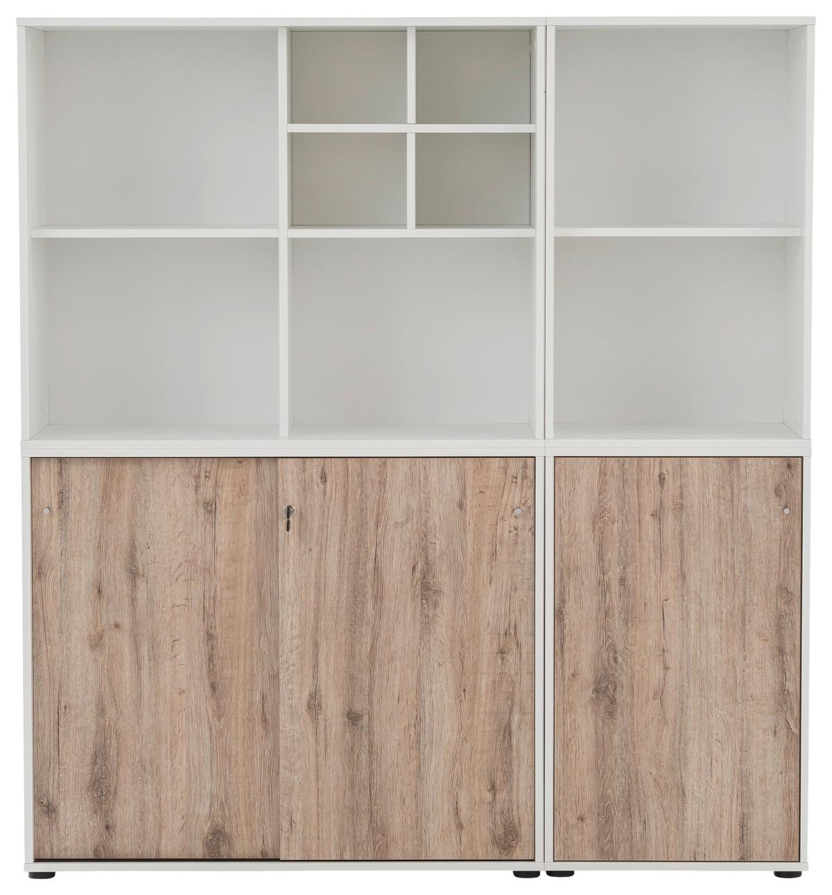 Aktenschrank Set US1000 Weiß ca. 165,2x151x41cm - Wildeiche/Weiß, MODERN, Holzwerkstoff (165,2/151/41cm) - MID.YOU