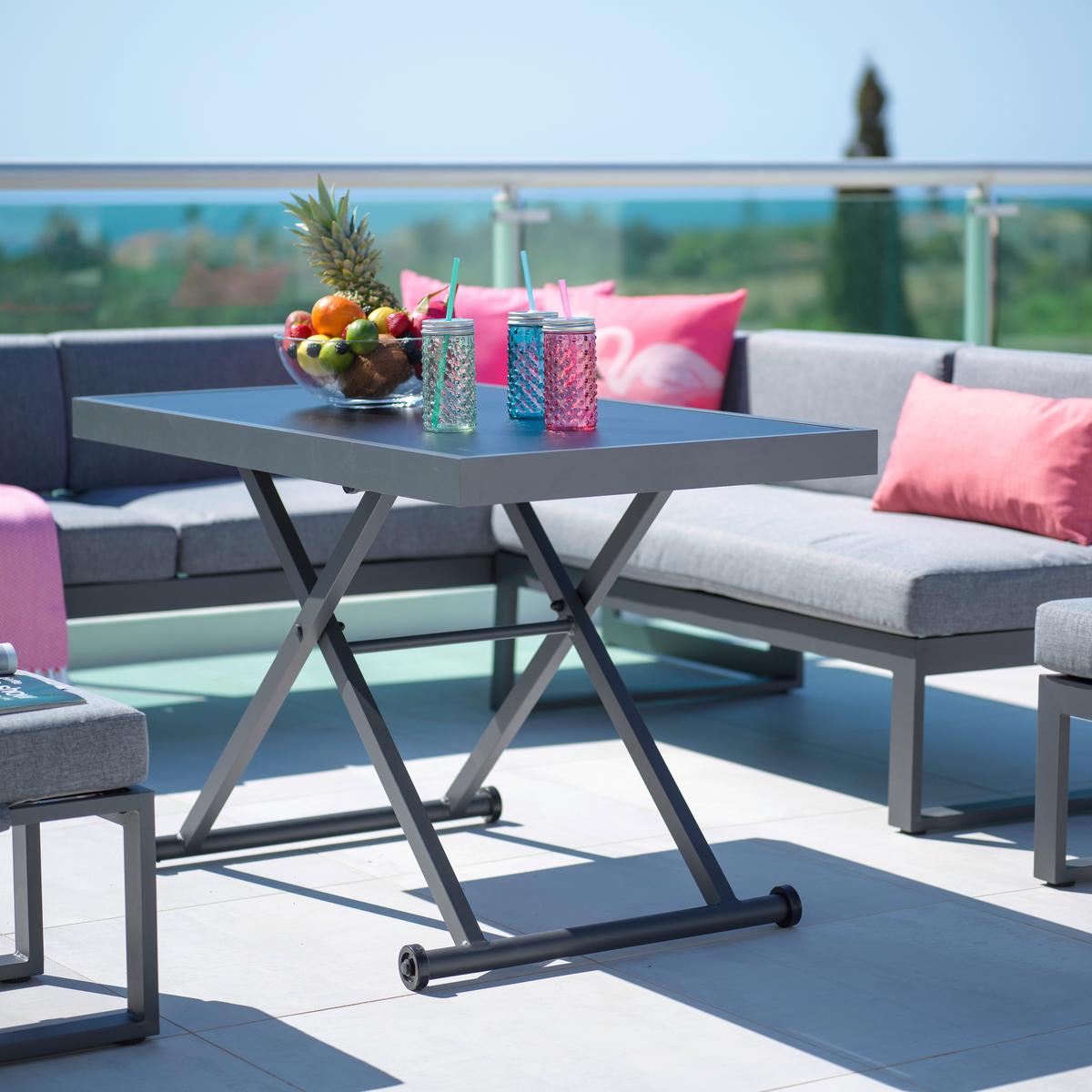 Loungegarnitur-Set Moskau Anthrazit/Grau - Anthrazit/Grau, Modern, Glas/Textil (200/213/62cm) - Mömax