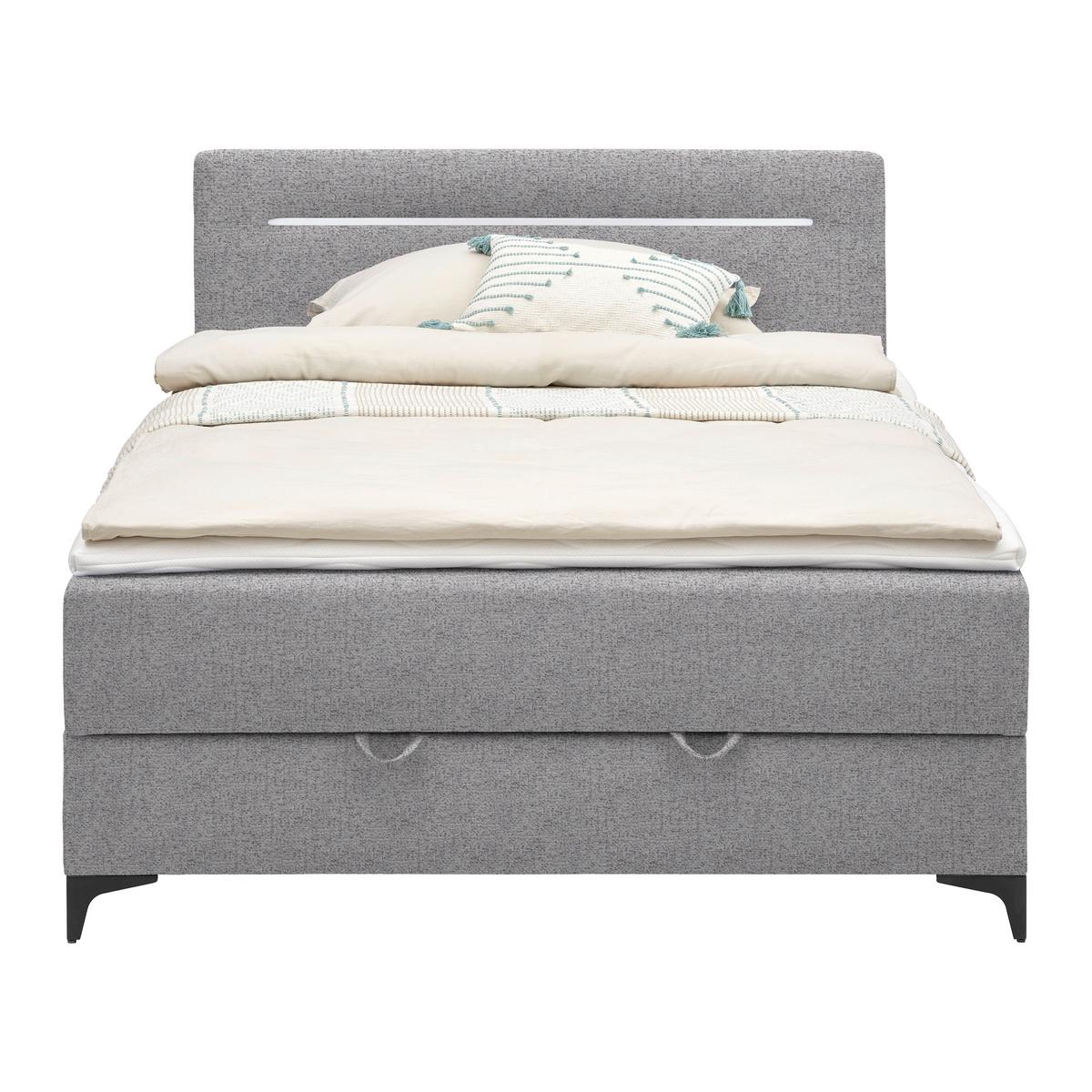 Box Krevet Jerry - svijetlo siva/crna, Konvencionalno, tekstil (120/200cm) - Modern Living