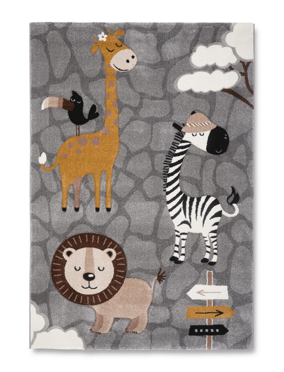 Kinderteppich Zoo 2 in Grau ca. 160x230cm - Grau, Konventionell, Textil (160/230cm) - Mömax
