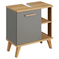 SZAFKA POD UMYWALKĘ QS 924 - kolor dębowy/szary, Konventionell, materiał drewnopochodny (60,5/65,0/33,0cm) - Xora