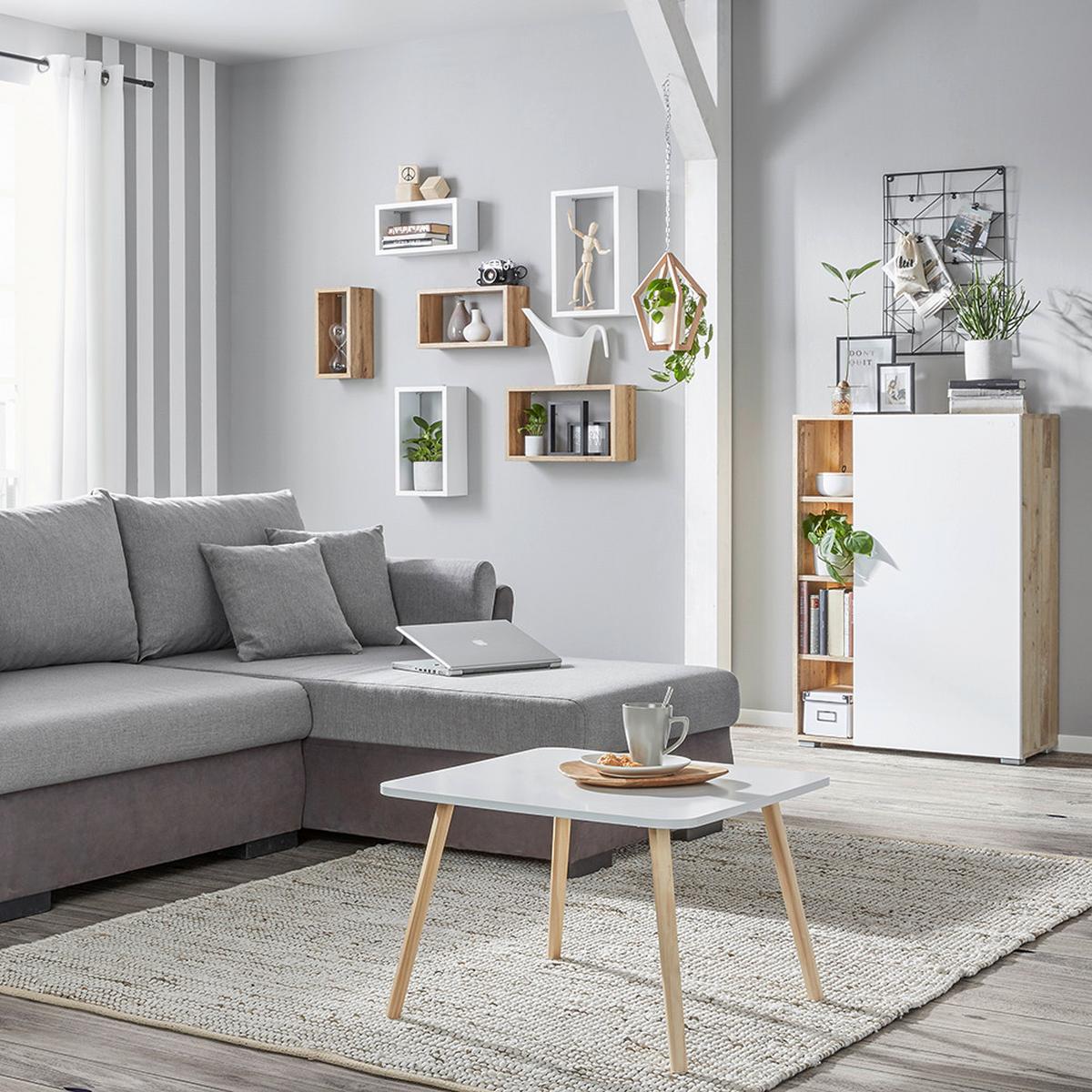 Couchtisch Anouk in Weiß - Weiß/Kieferfarben, MODERN, Holz/Holzwerkstoff (60/40/60cm) - Based