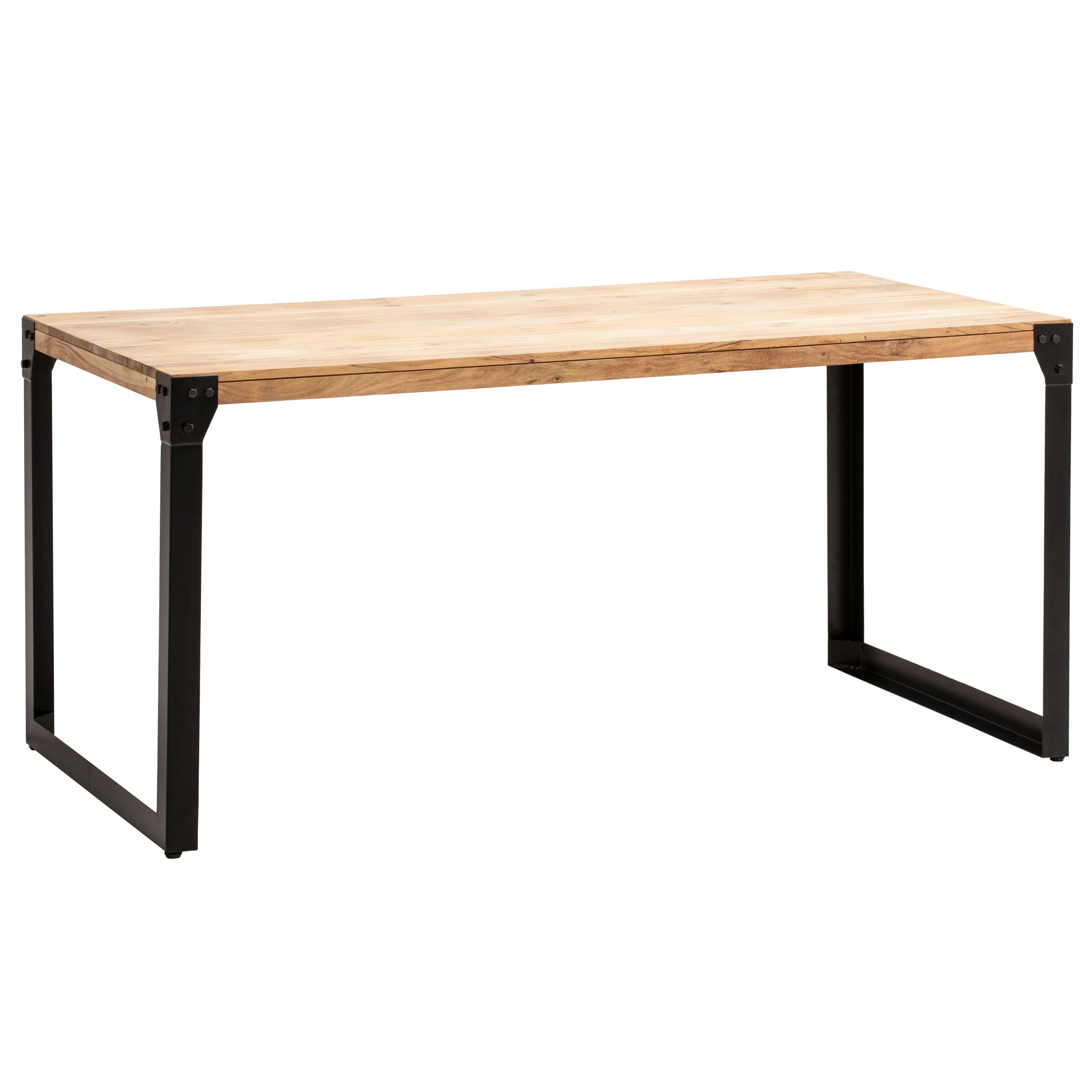 Jedilna Miza Akazie, Pravi Les, 160x80cm - črna/barve akacije, Design, kovina/les (160/80/76cm) - MID.YOU