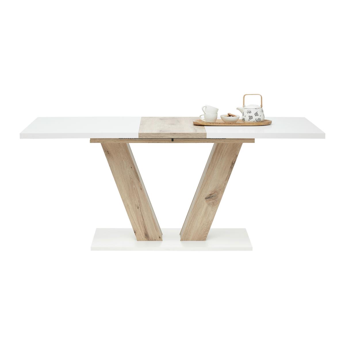 Ausziehtisch Hamm T Weiß/Eiche ca. 140-180x90x76cm - Eichefarben/Weiß, MODERN, Holzwerkstoff (140-180/90/76cm) - Mömax