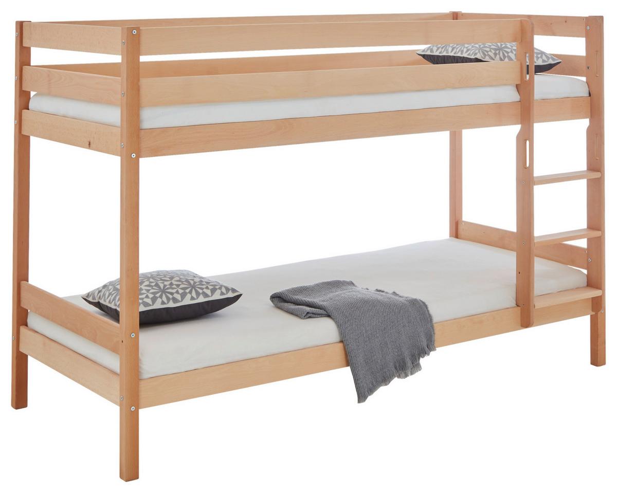 Pat supraetajat Lupo - culoare lemn fag, Konventionell, lemn (90/200cm)