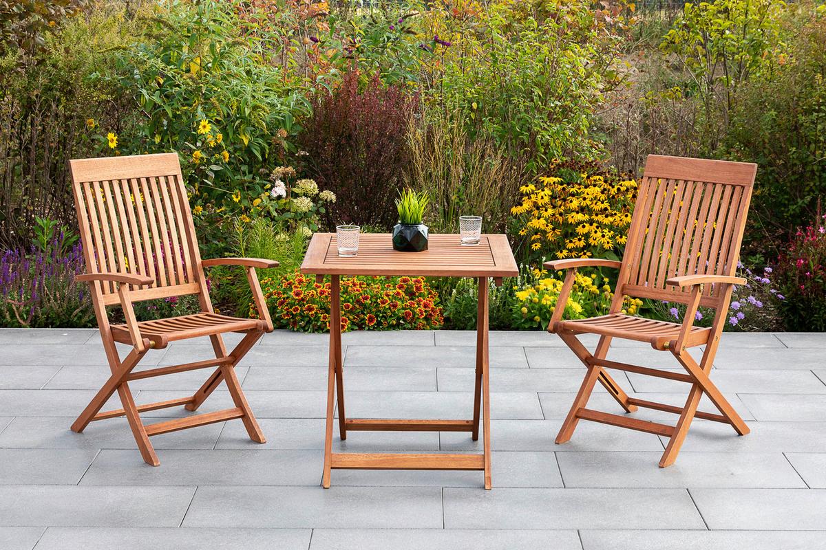 Gartengarnitur 3-tlg. Comodoro Eukalyptusholz - Braun, KONVENTIONELL, Holz - Gardenson