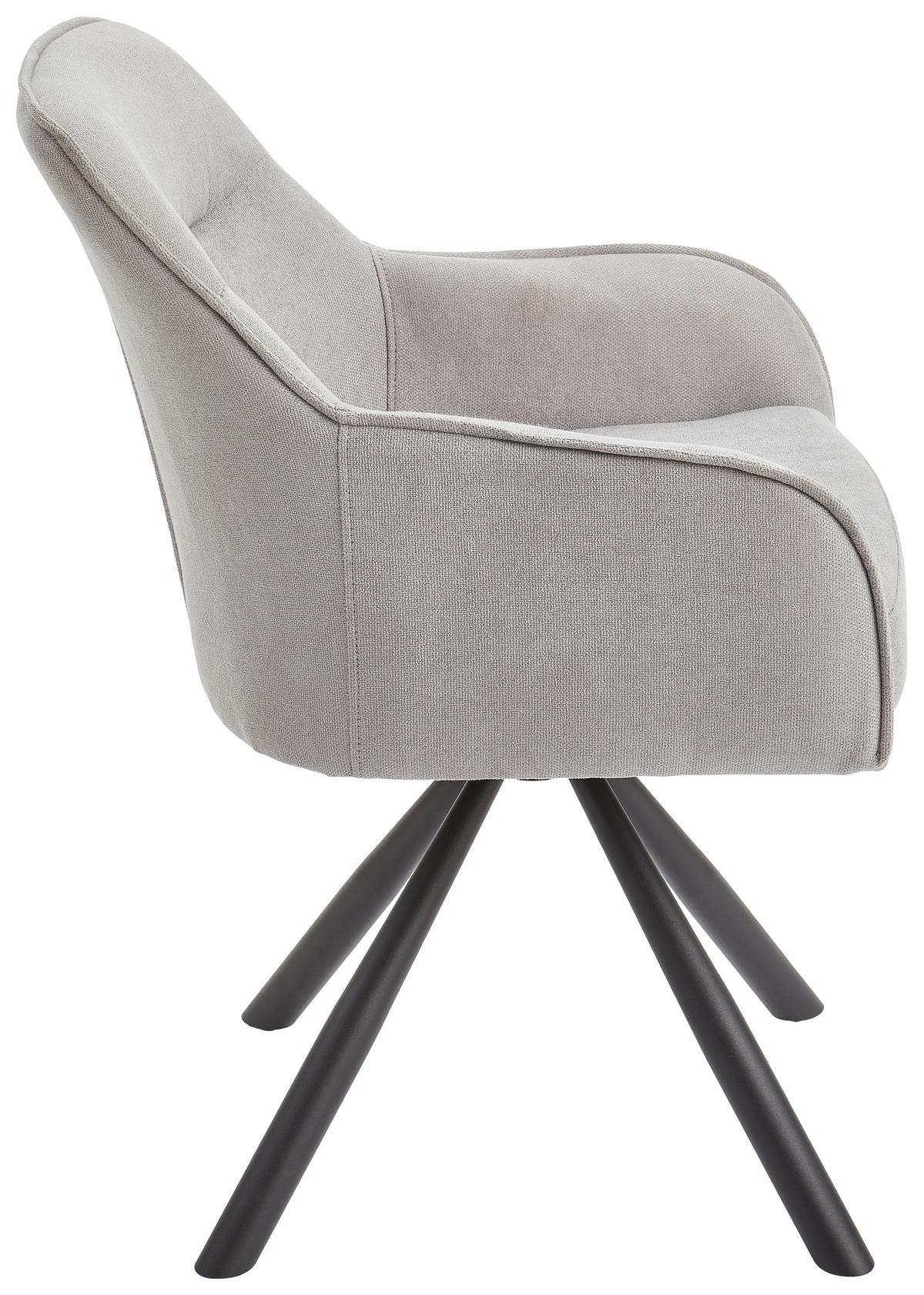 KRZESŁO Z PODŁOKIETNIKAMI ANNA - jasnoszary/czarny, Modern, metal/tkanina (61/85/61cm) - Livetastic