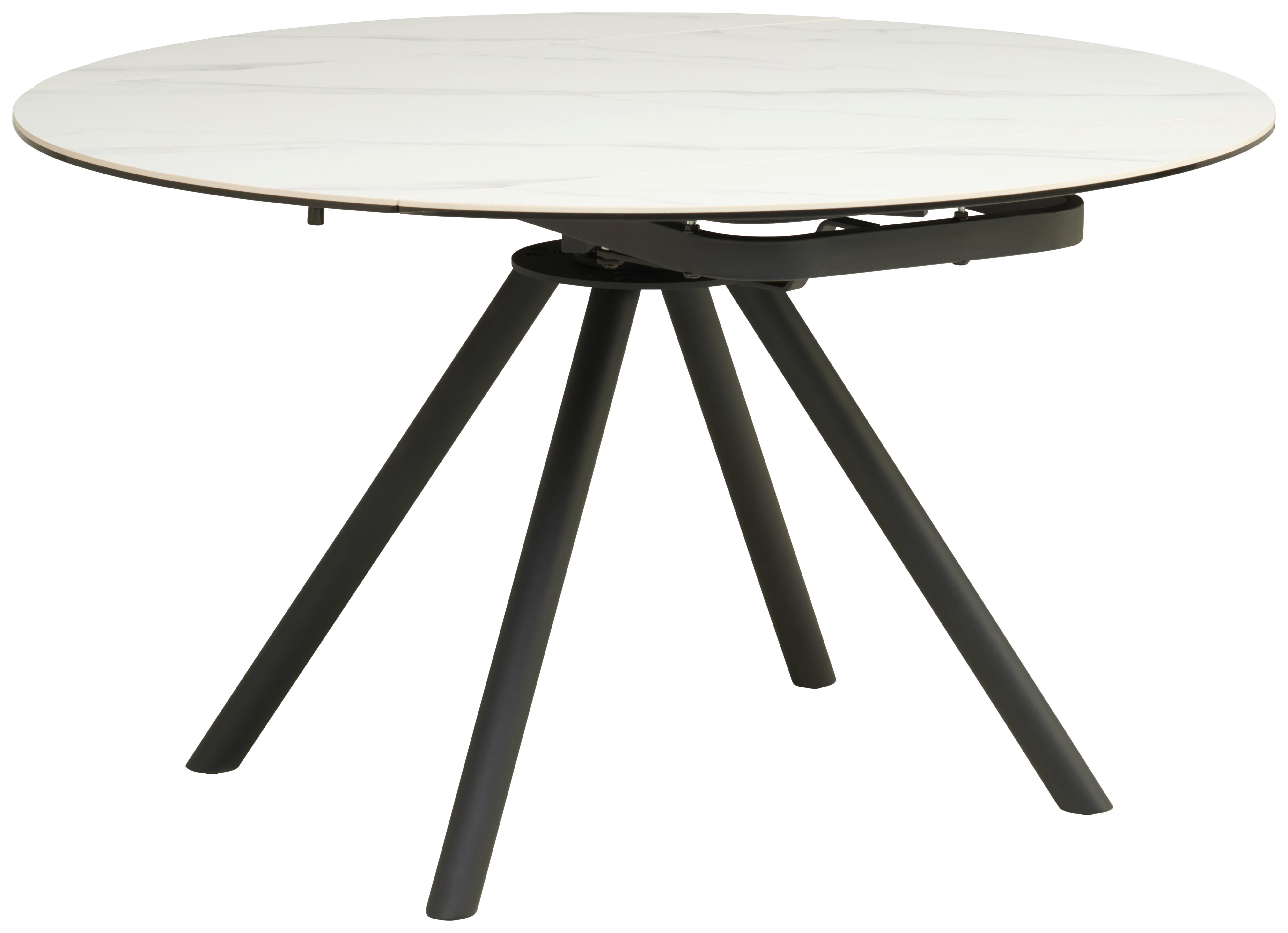 Jedilna Miza Dalia, Bela, Keramika, 80-130x130 - črna/bela, Trendi, kovina/steklo (80-130/75-77/130cm) - MID.YOU