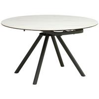 Jedilna Miza Dalia, Bela, Keramika, 80-130x130 - črna/bela, Trendi, kovina/steklo (80-130/130/75-77cm) - MID.YOU