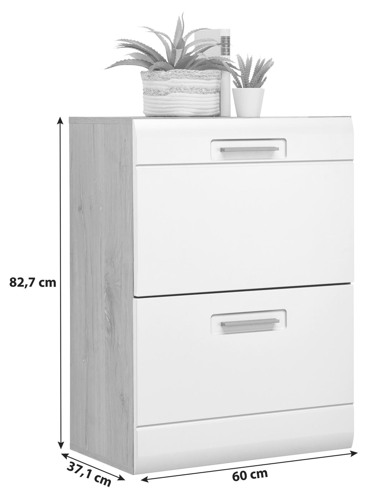 Omara Za Čevlje Auris, Bela, Hrast - barve hrasta/bela, Moderno (60/82,7/37,1cm) - Mömax