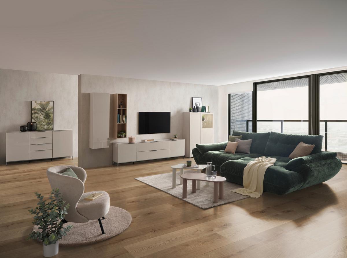 Tv-element Siena Kaschmir - Chromfarben/Kaschmir, Modern, Glas/Holzwerkstoff (226/55/40cm) - Premium Living