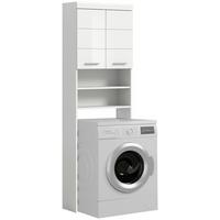 Waschmaschinenschrank SCOUT Weiß/Hochglanz ca.63x191x24cm - Weiß Hochglanz/Silberfarben, MODERN, Holzwerkstoff/Kunststoff (63/191/24cm) - MID.YOU