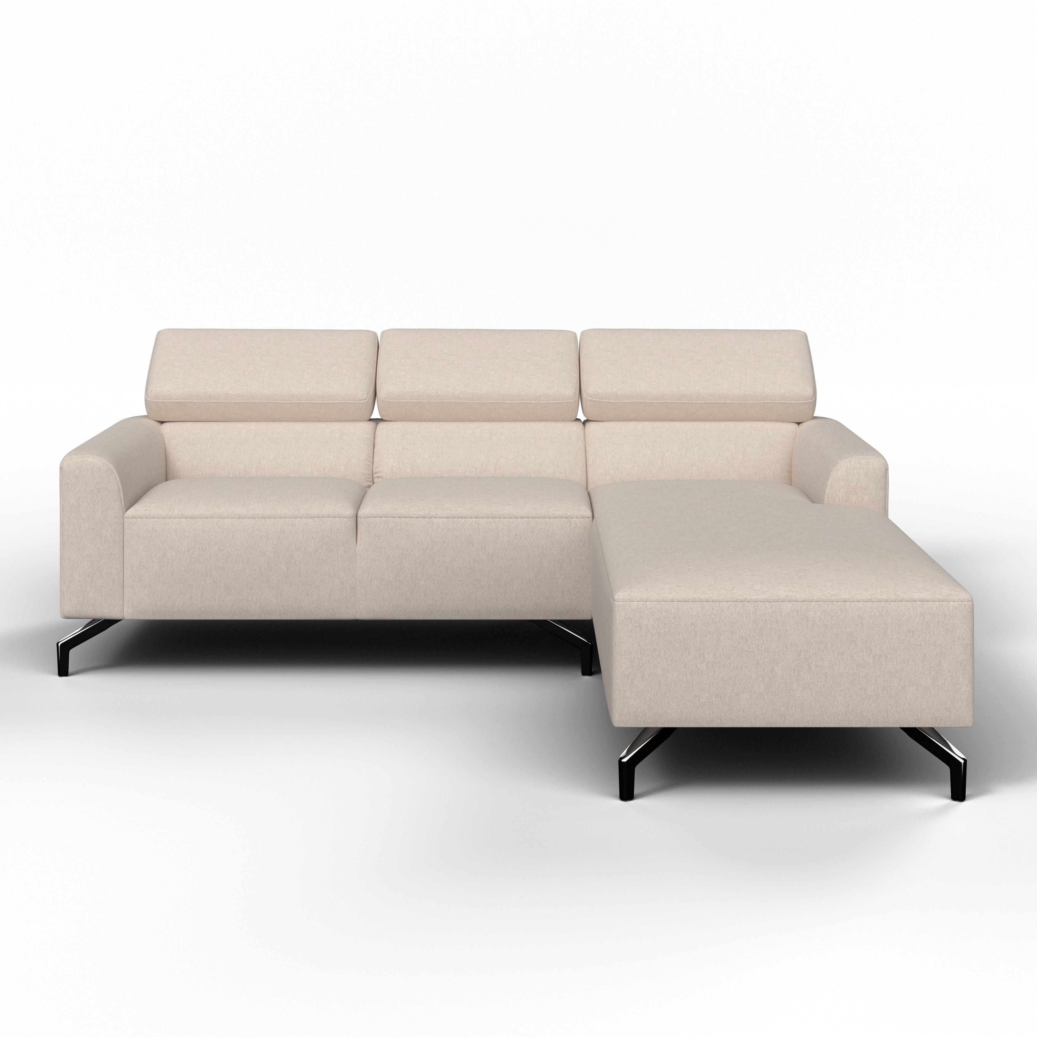 Sedežna Garnitura Filou - srebrne barve/bež, Moderno, kovina/tekstil (211/71/146cm) - Bessagi Home